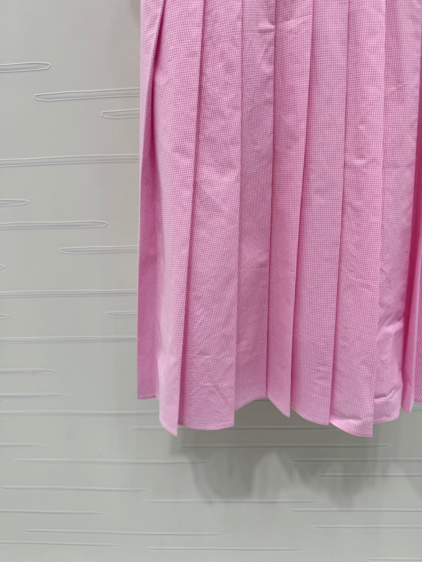 Miu Gingham Check Shirt Dress Pink Cotton 392631