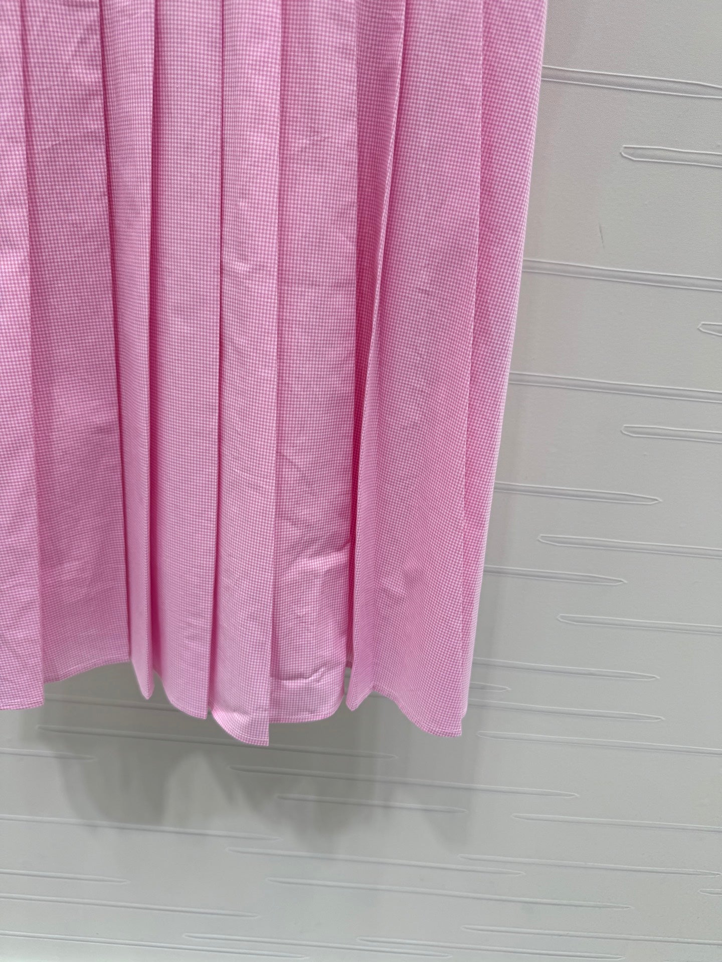 Miu Gingham Check Shirt Dress Pink Cotton 392631