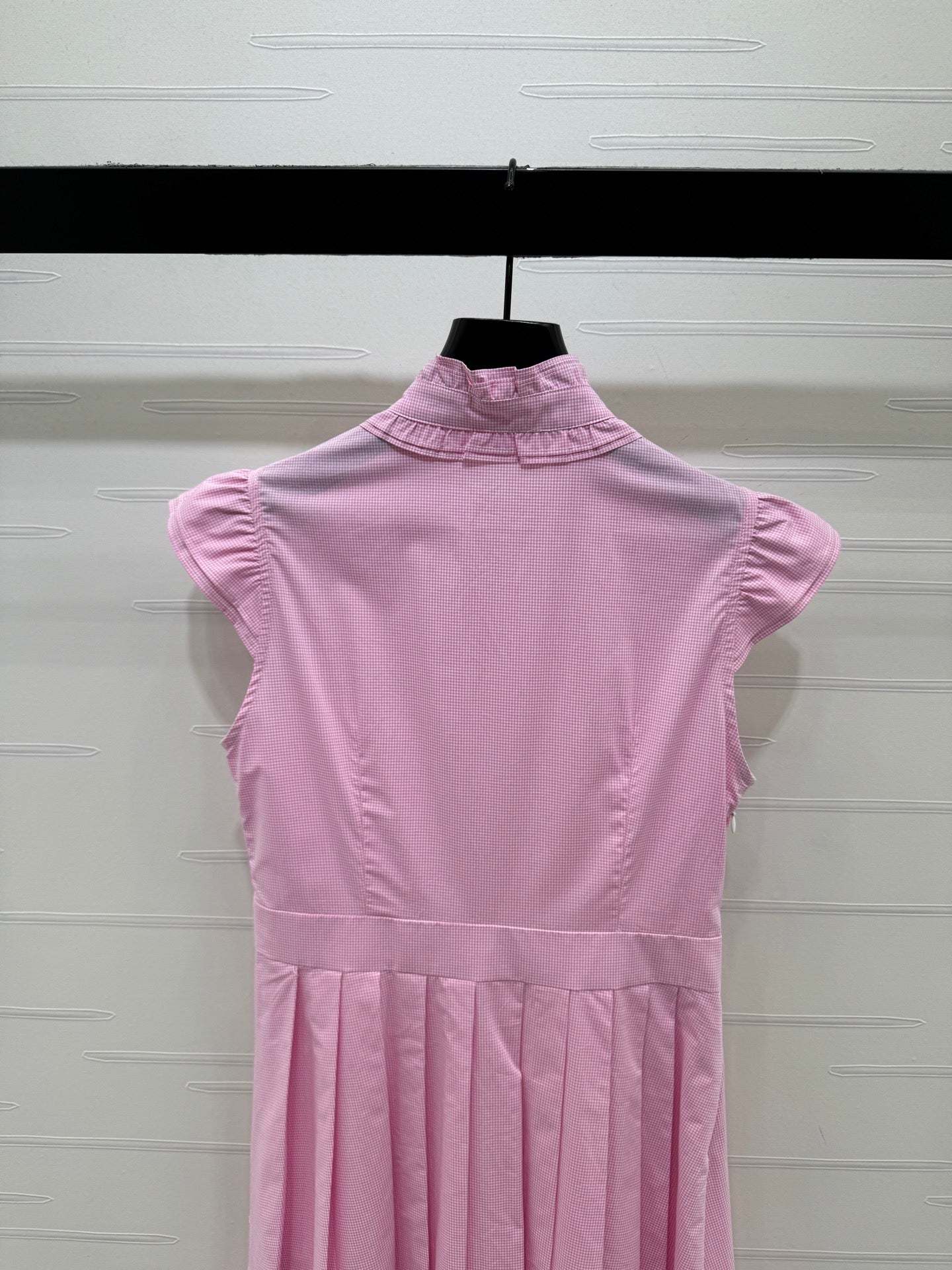 Miu Gingham Check Shirt Dress Pink Cotton 392631