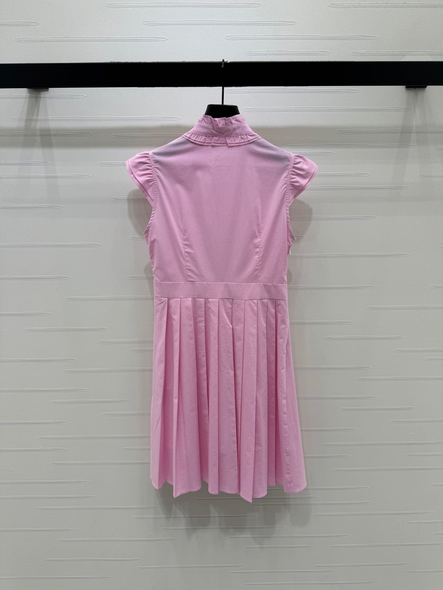 Miu Gingham Check Shirt Dress Pink Cotton 392631