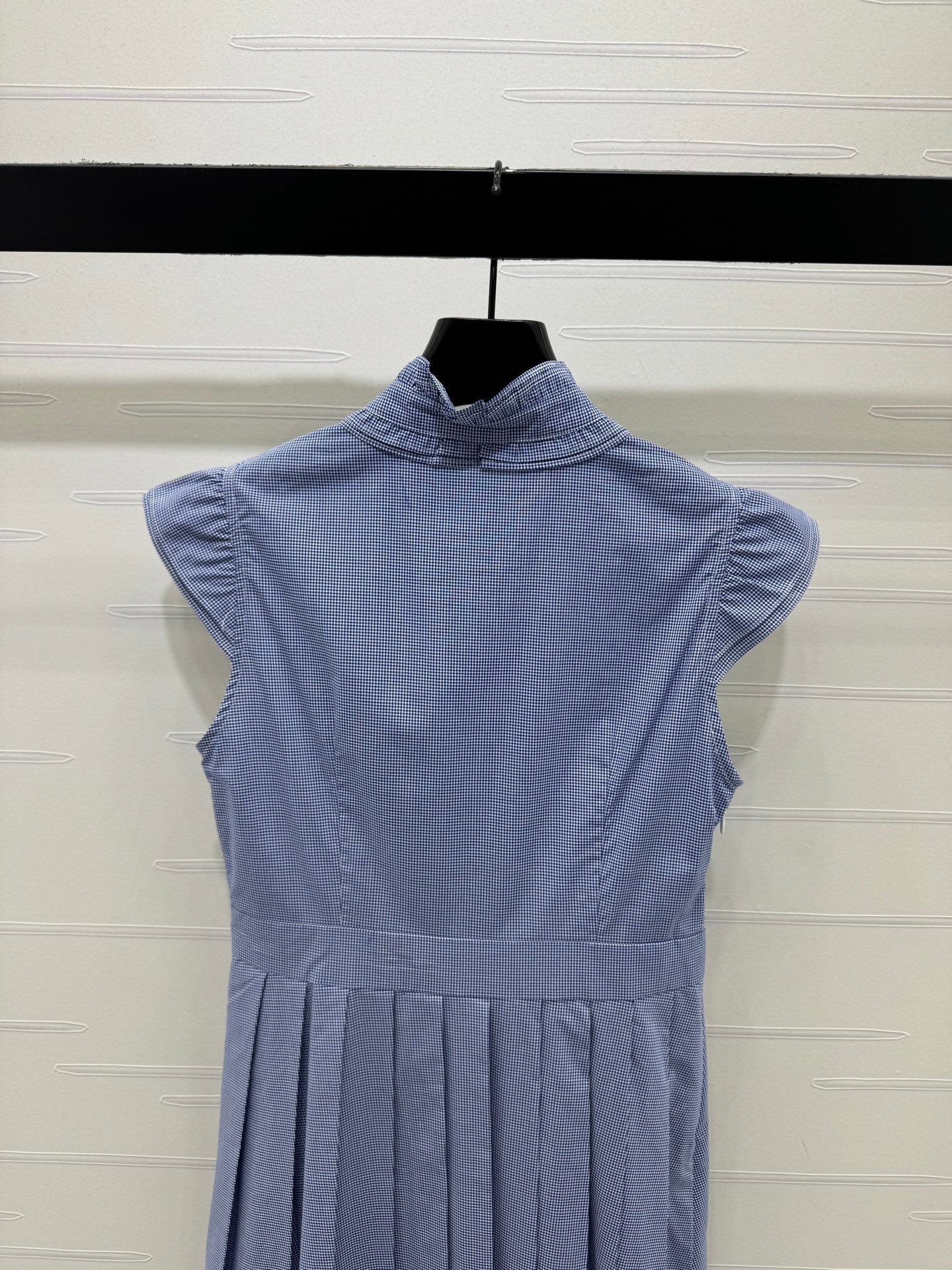 Miu Gingham Check Shirt Dress Blue Cotton 392629