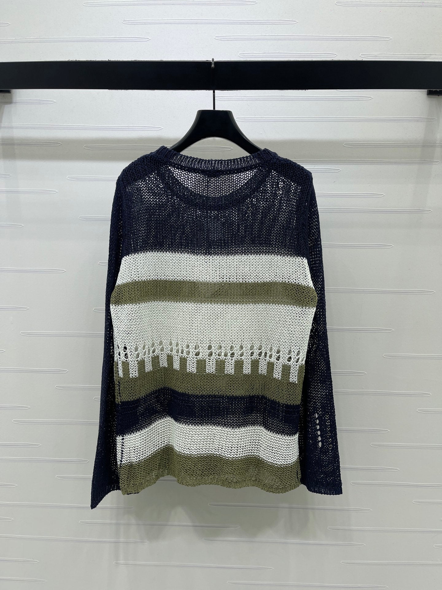 Loewe 26s Striped Knit Long Sleeve Black White 406529