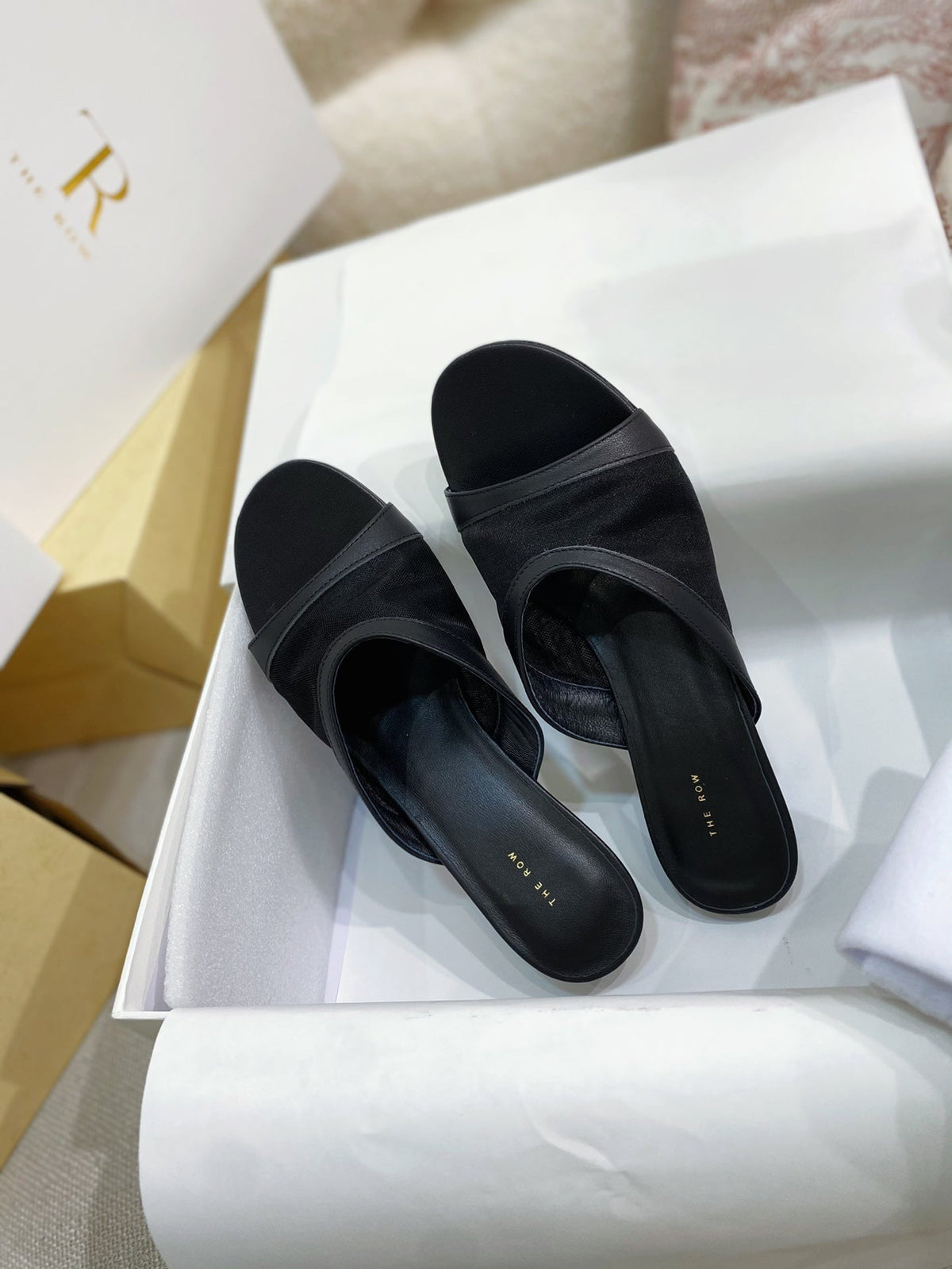 The Row 26s Mules Black Mesh Leather 156119