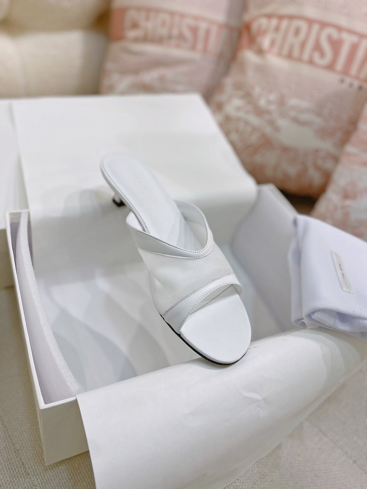 The Row 26s Mules White Mesh Leather 156120
