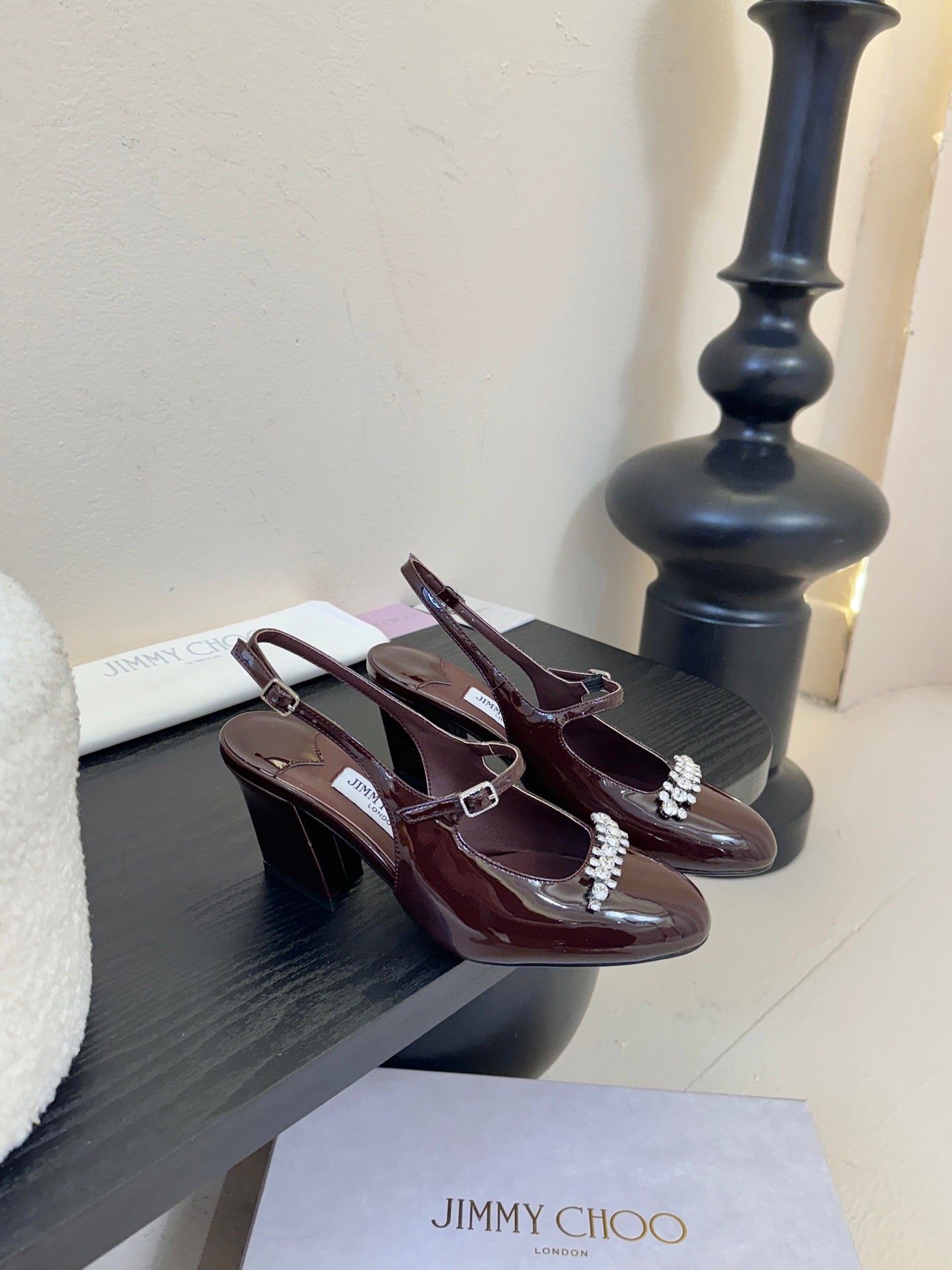 Jimmy Belinda Slingbacks 70mm Deep Merlot Patent Leather 424496