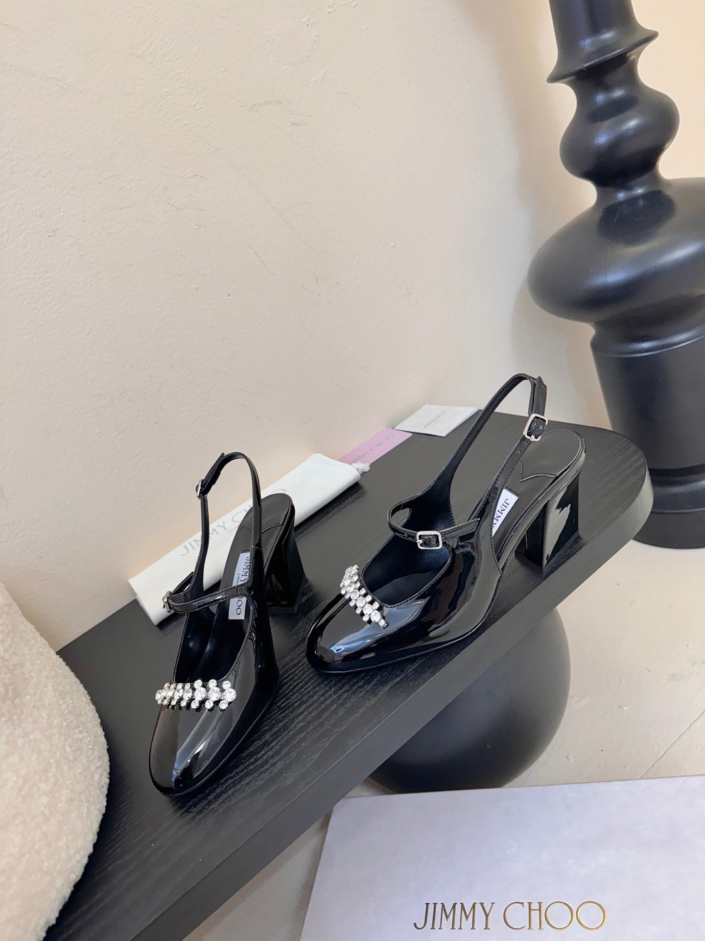 Jimmy Belinda Slingbacks 70mm Black Patent Leather 424497
