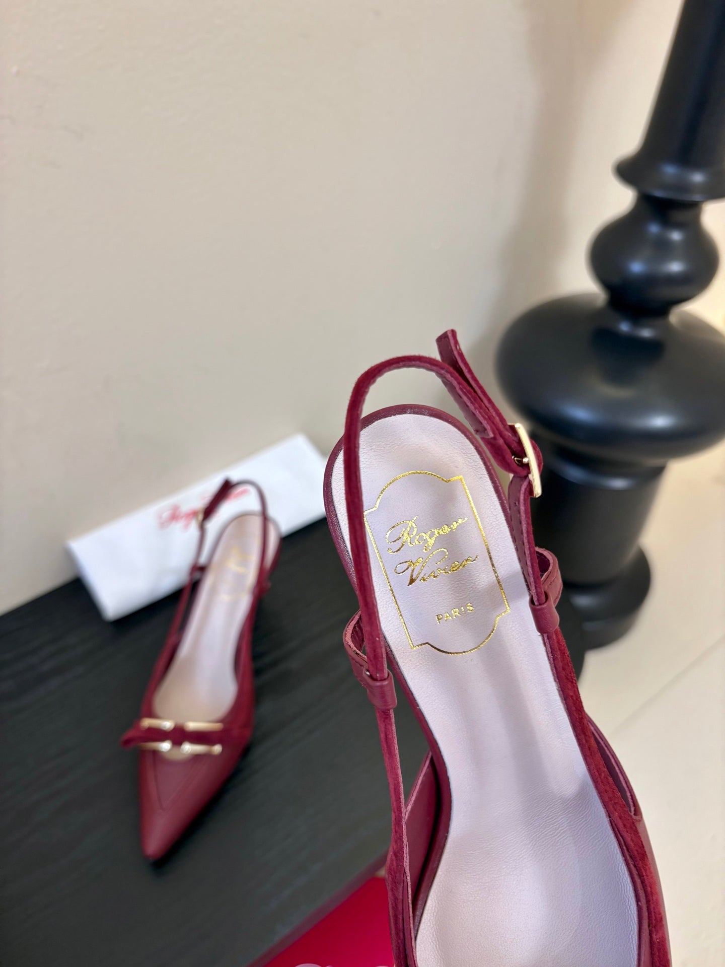 Virgule Slingback Pumps 7.5cm Burgundy Cowhide 606403