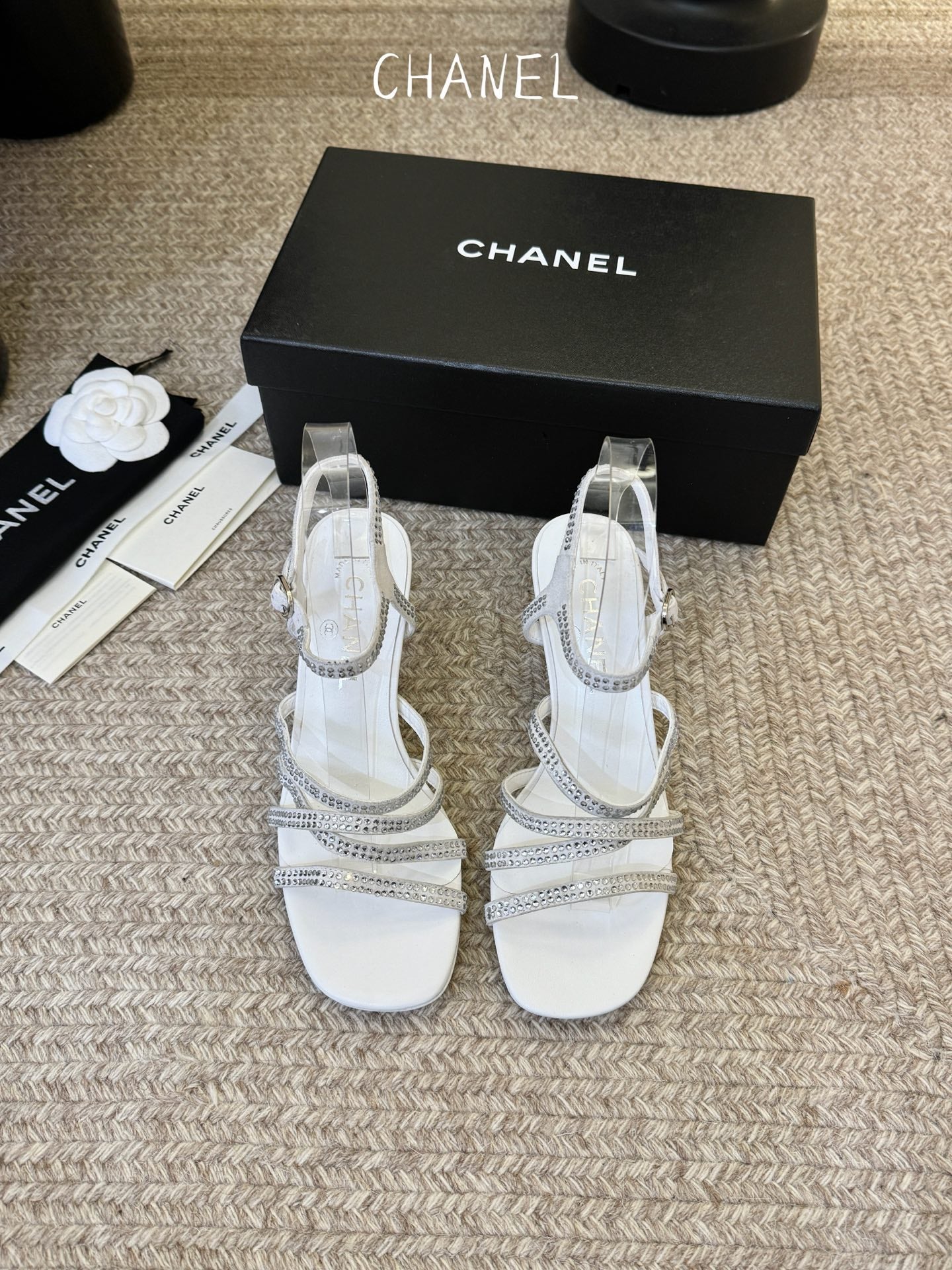 CC 26s Strappy Sandals 6cm White Sheepskin 736750