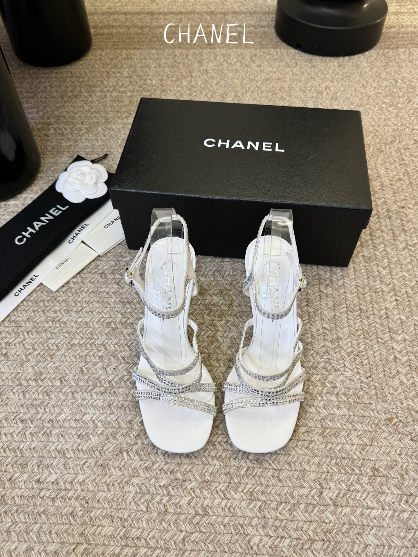 CC 26s Strappy Sandals 8cm White Sheepskin 736752
