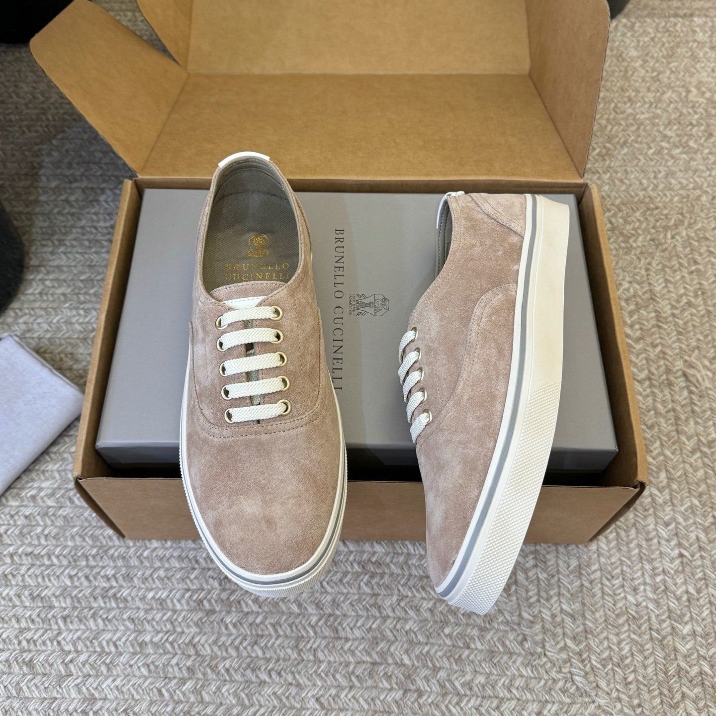 Brunello 26s Lace-Up Sneakers Light Brown Suede