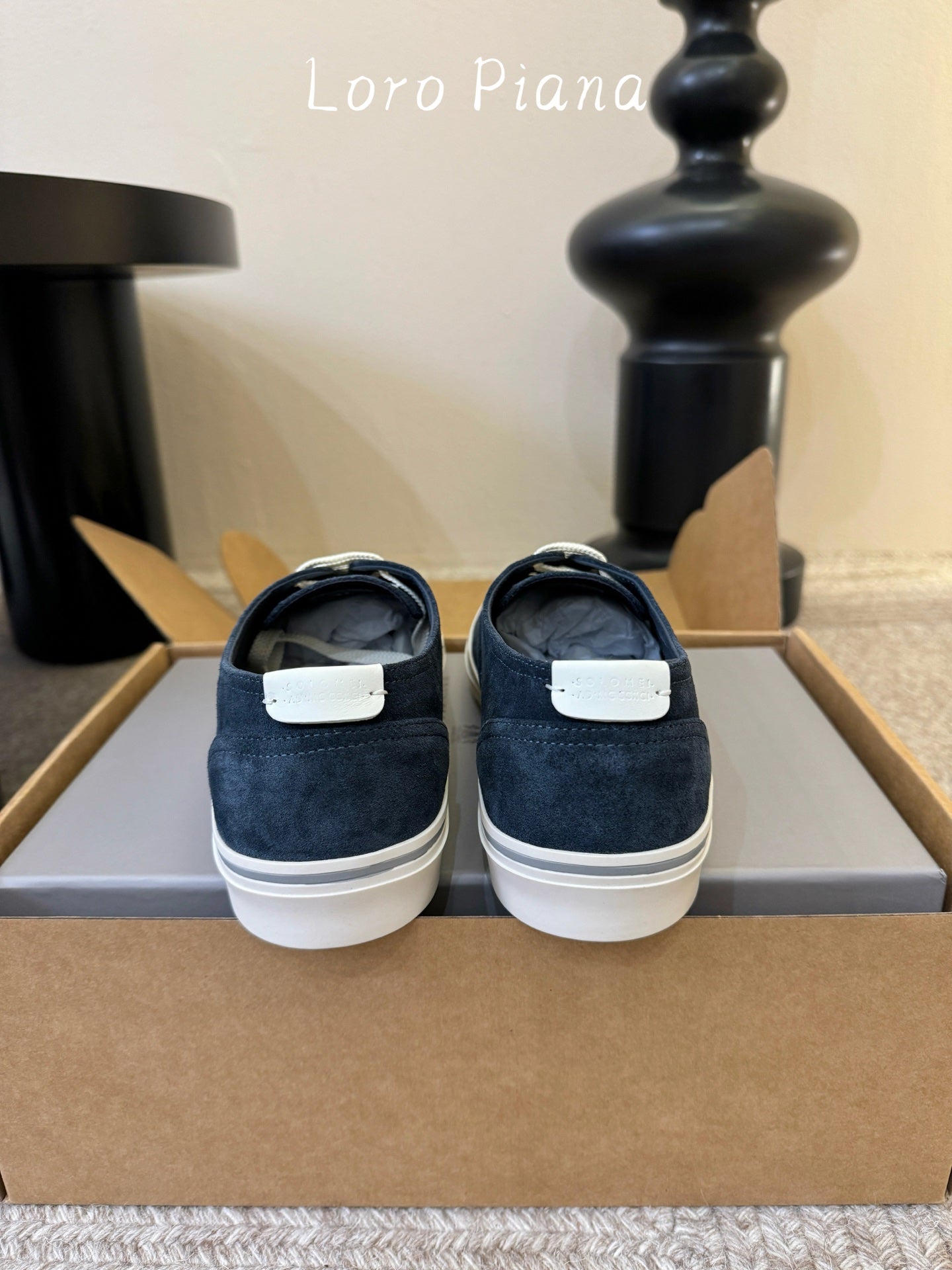 Brunello 26s Lace-Up Sneakers Navy Blue White Suede
