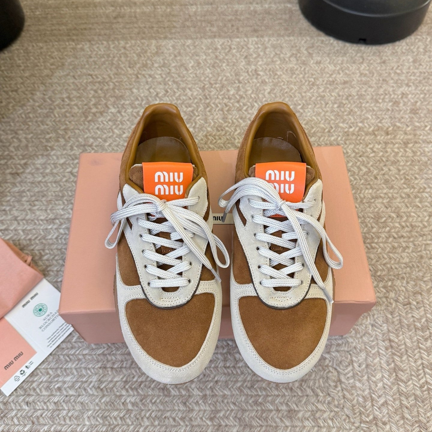 Miu Gymnasium Sneakers Brown Off White Suede 942011