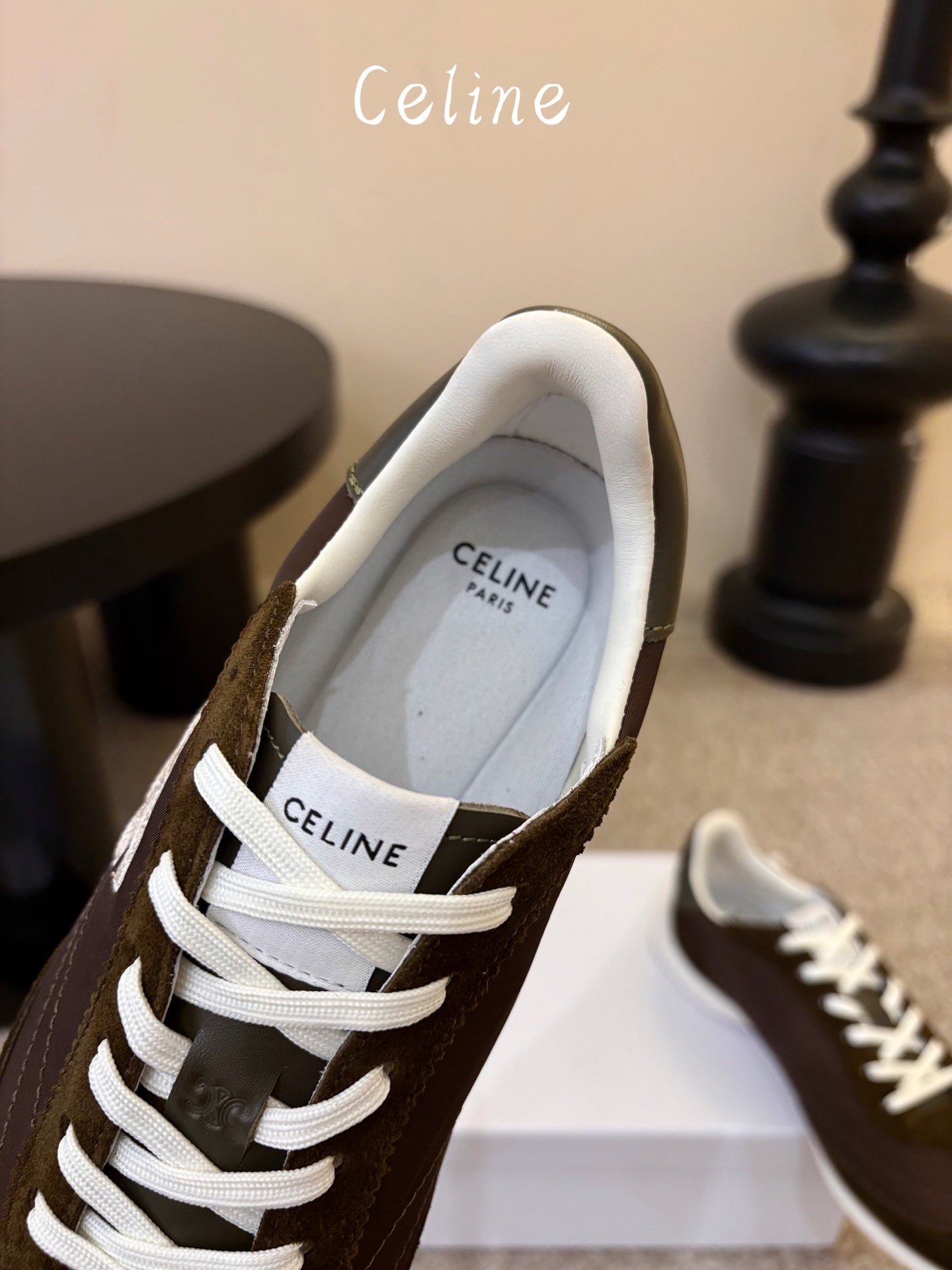 Celine 26s Racer Sneaker Coffee Nylon Suede 104879