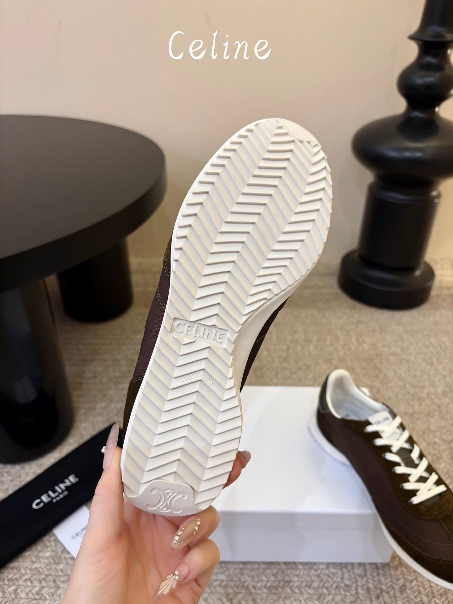 Celine 26s Racer Sneaker Coffee Nylon Suede 104879