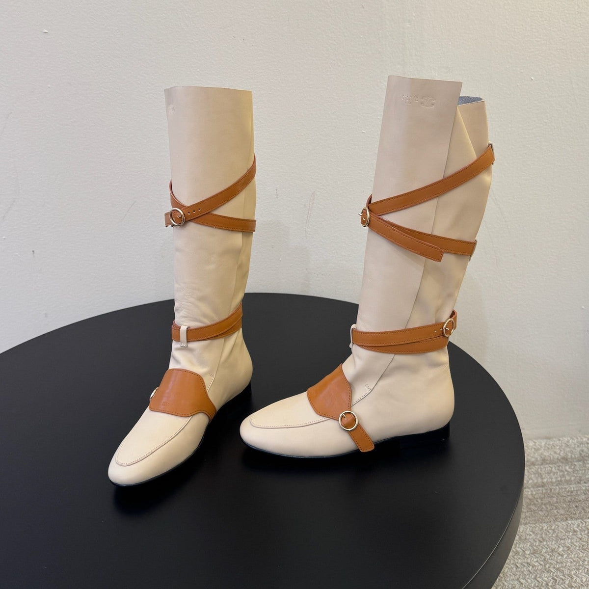 Celine 26s Pirate Boots Beige Tan Brown Lambskin104894