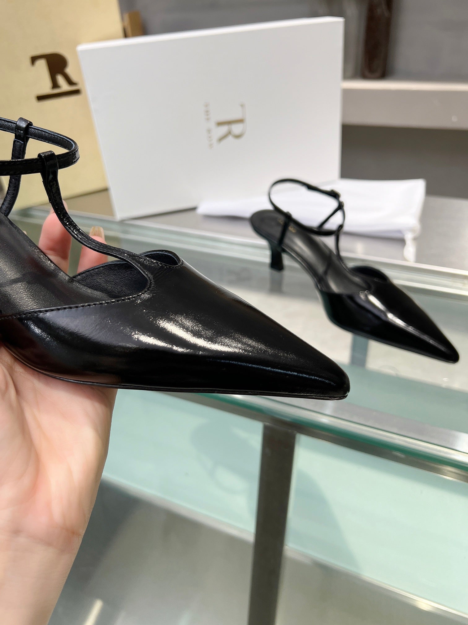 The Row 26s Pointed-Toe Slingbacks Black Lambskin 997834