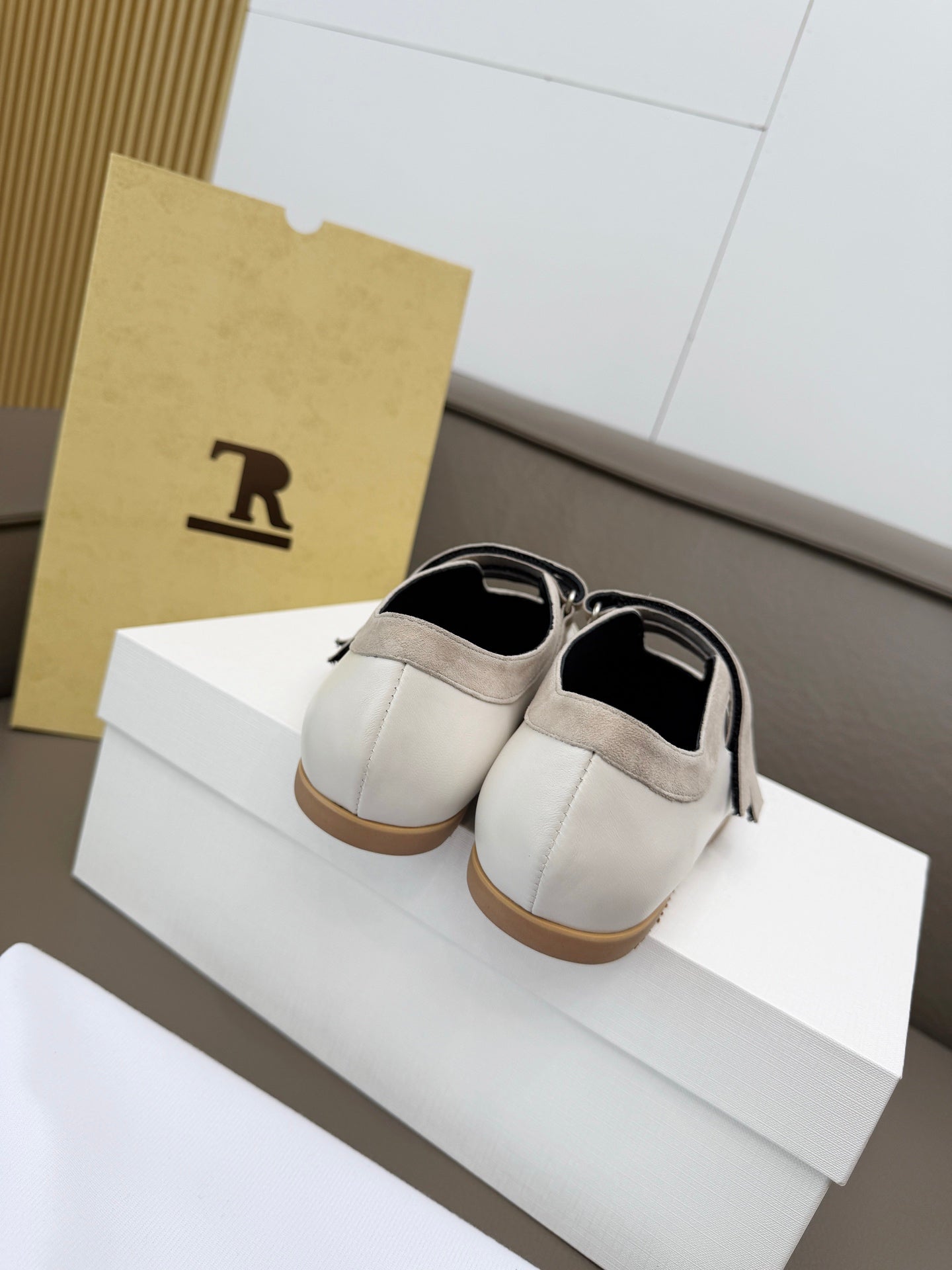 The Row Adjustable Strap Sneakers Light Grey Suede 832657