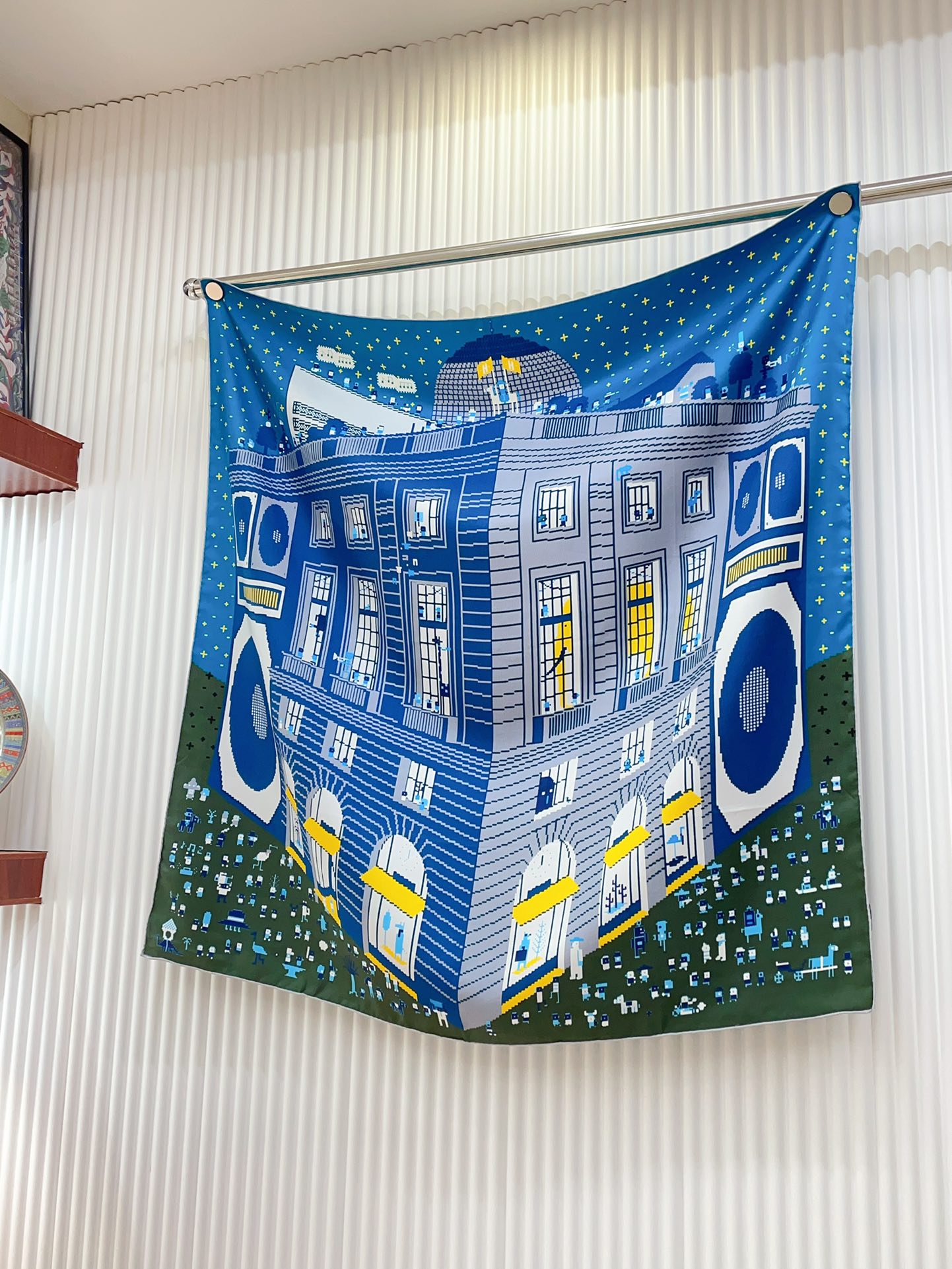 Faubourg Party Scarf 90 CM In Blue Colorful Silk Twill 198582