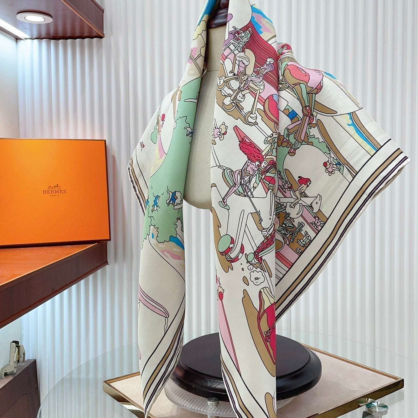 Locomotion Shawl 90 CM In Colorful Silk Twill 225470