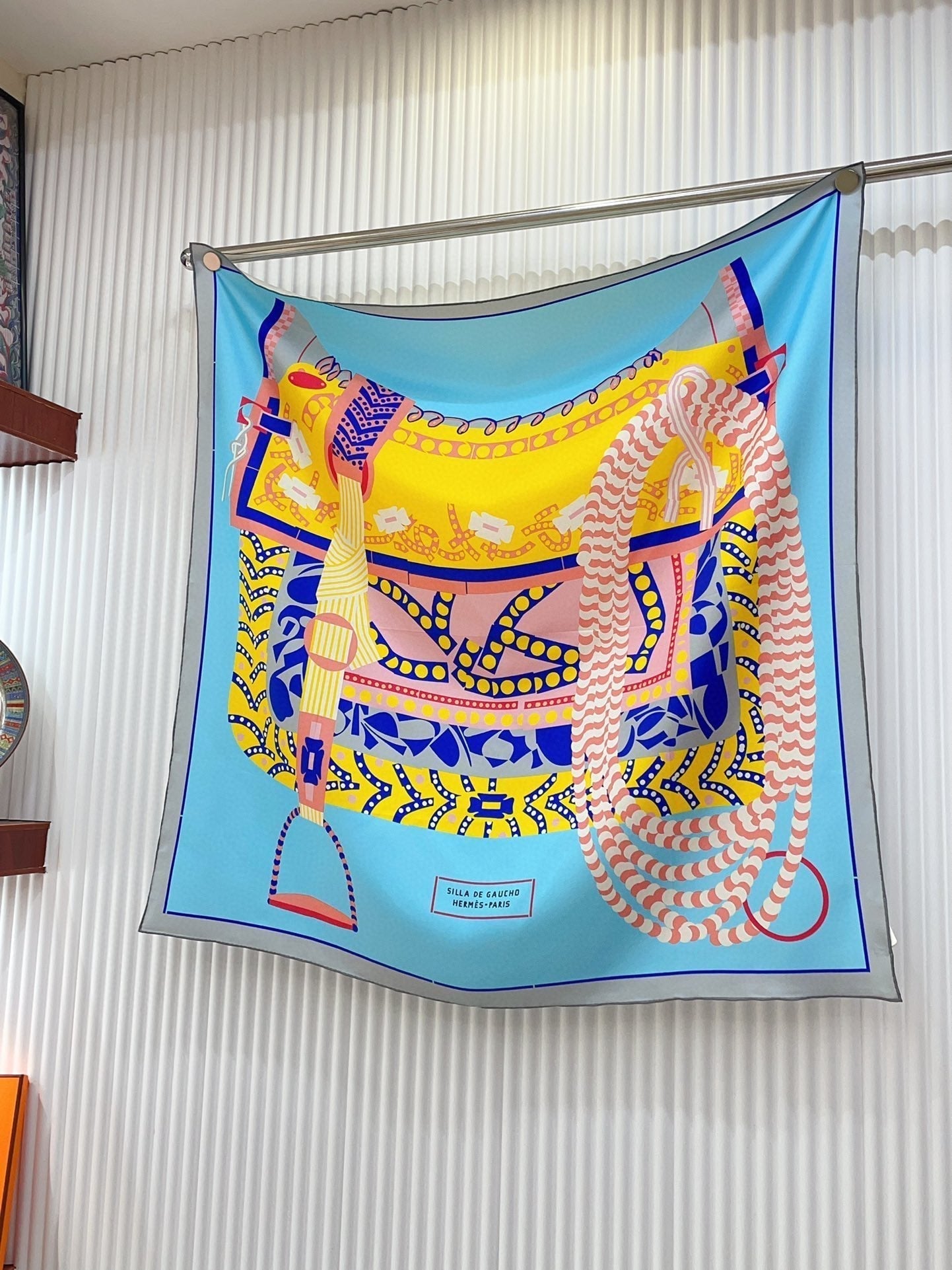 Silla De Gaucho Scarf 90 CM In Light Blue Colorful Silk Twill 231854