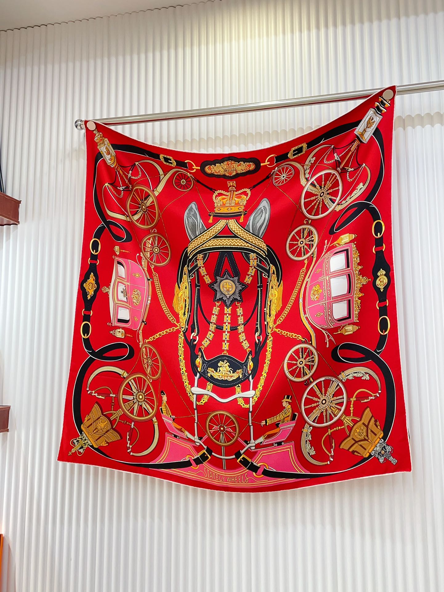 Stately Wheels Scarf 90 CM Red Colorful Silk Twill 312876