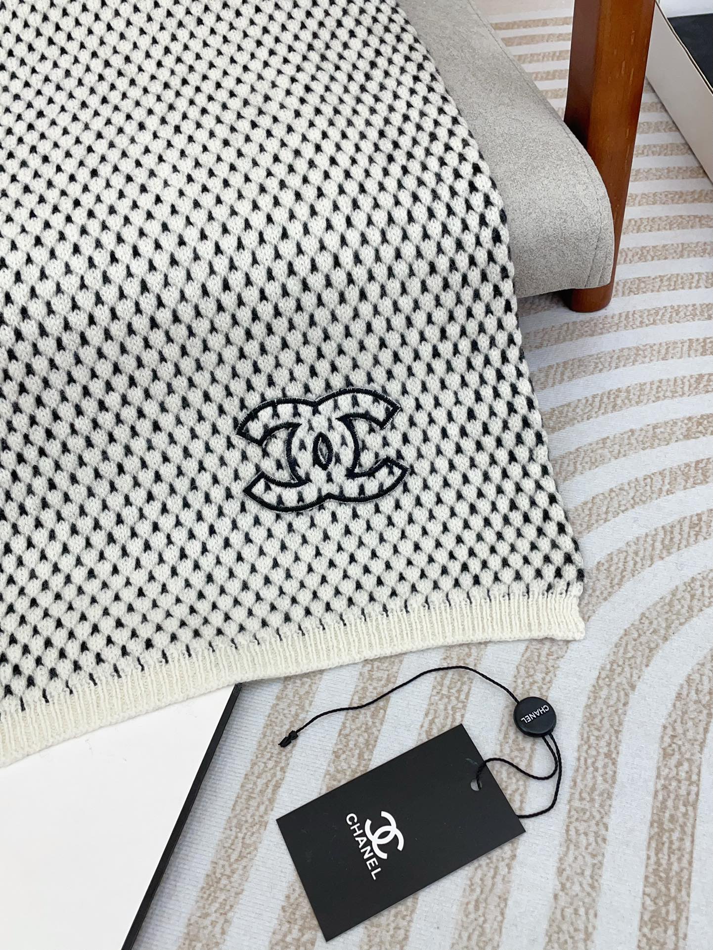 SCARF 180 CM IN WHITE MIX BLACK CASHMERE 394592