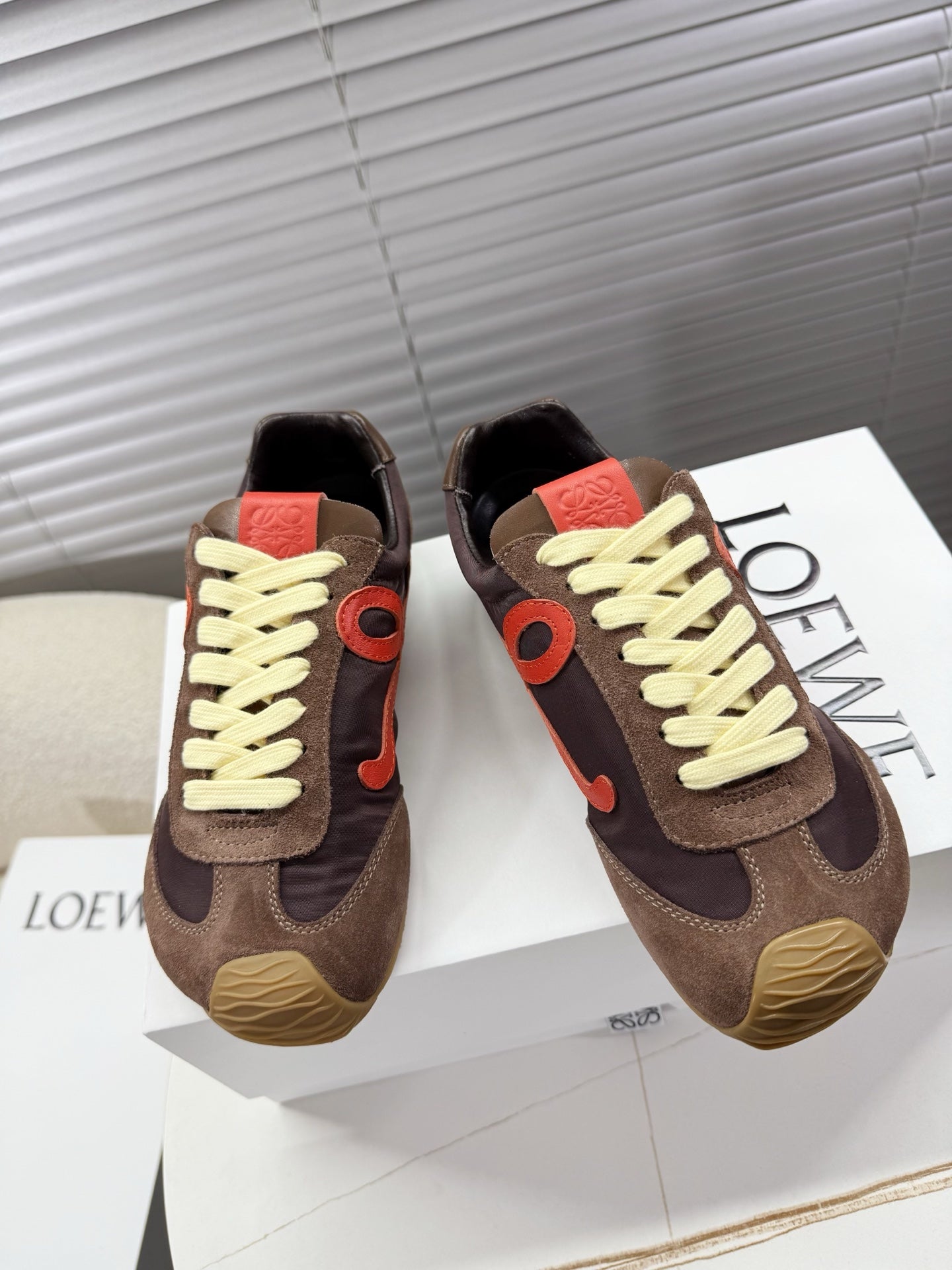 Loewe 26s Ballet Runner 2.0 In Dark Brown Nylon And Calfskin