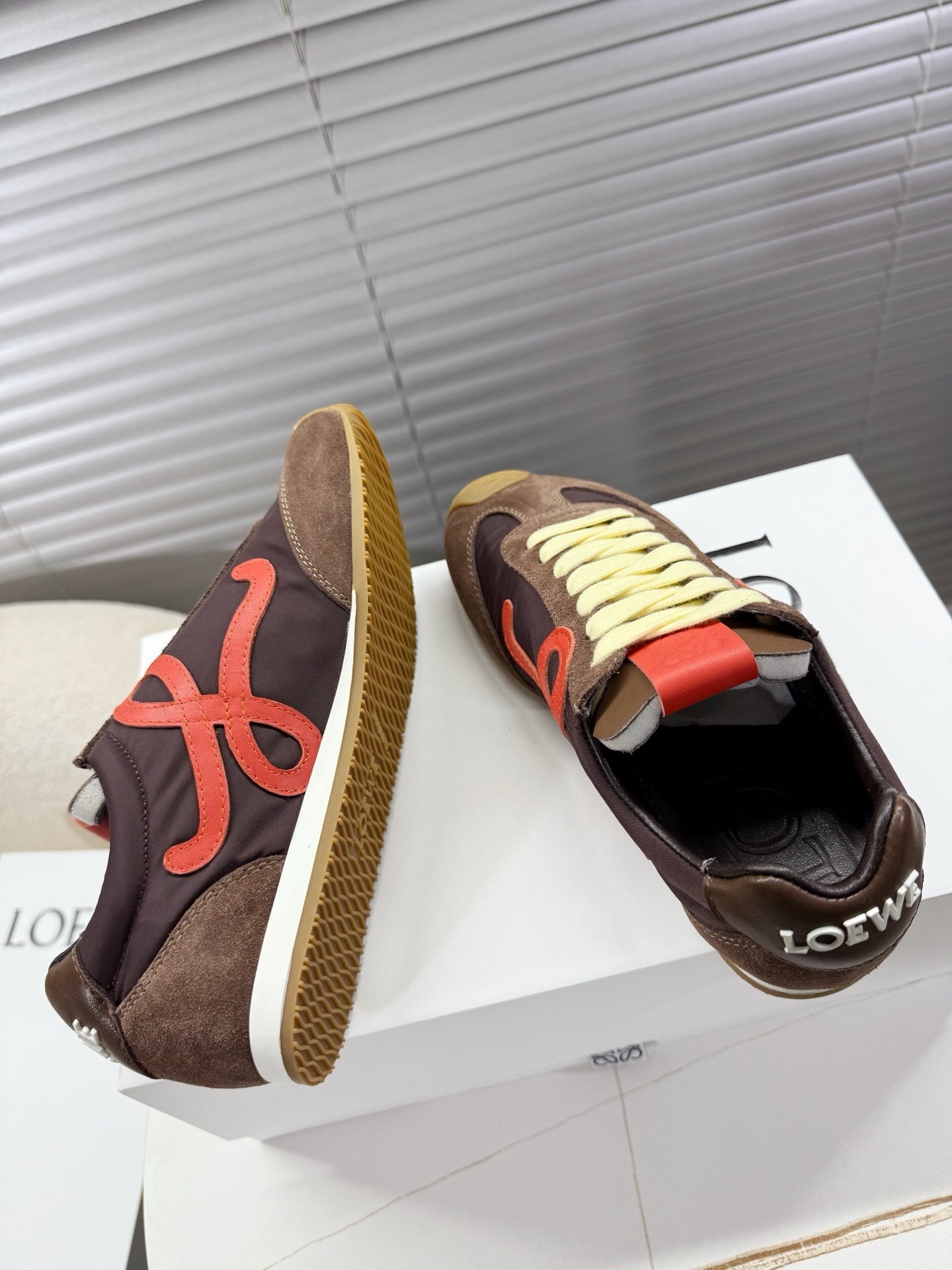 Loewe 26s Ballet Runner 2.0 In Dark Brown Nylon And Calfskin