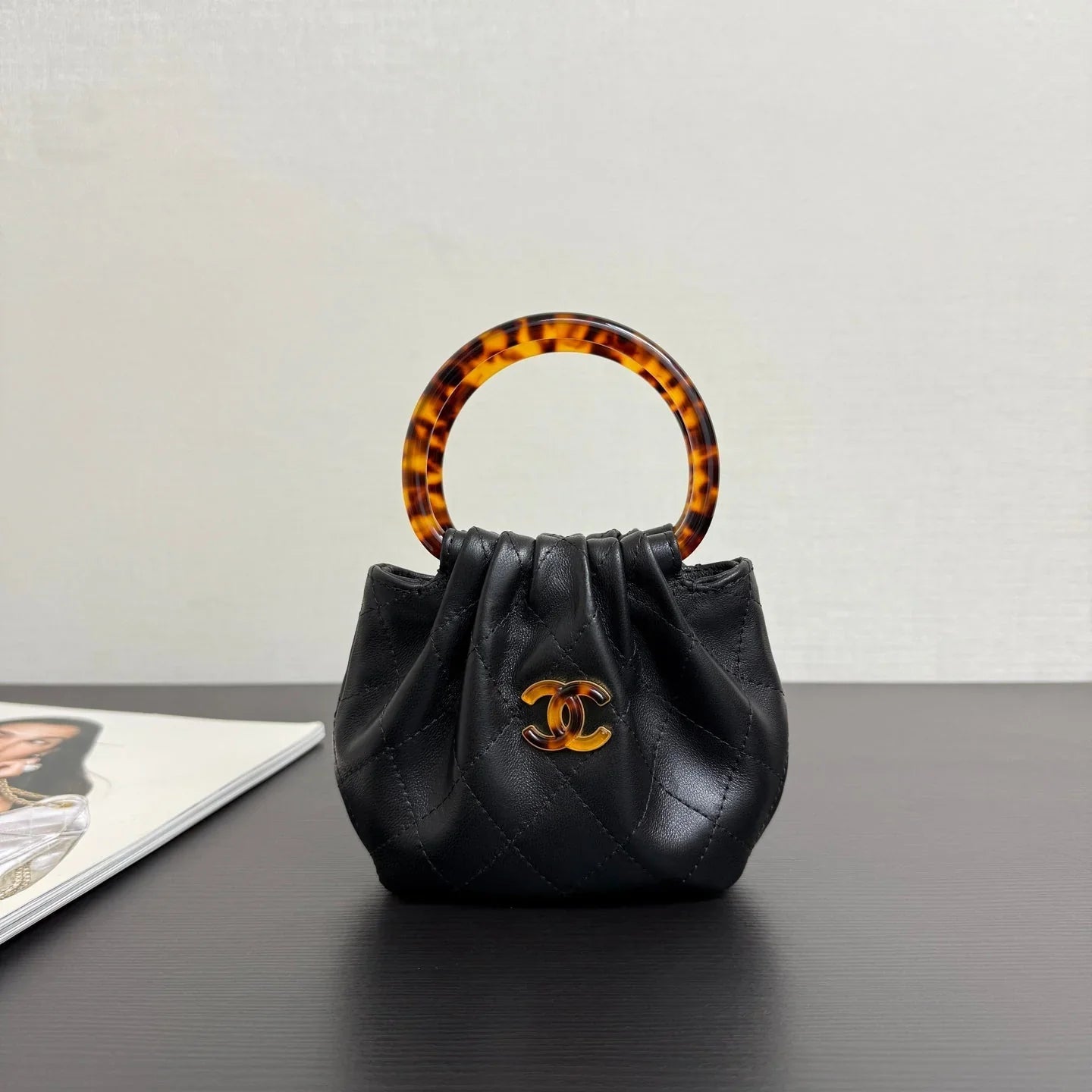 Chanel 26 Tortoiseshell Mini Bag 16 Black Lambskin