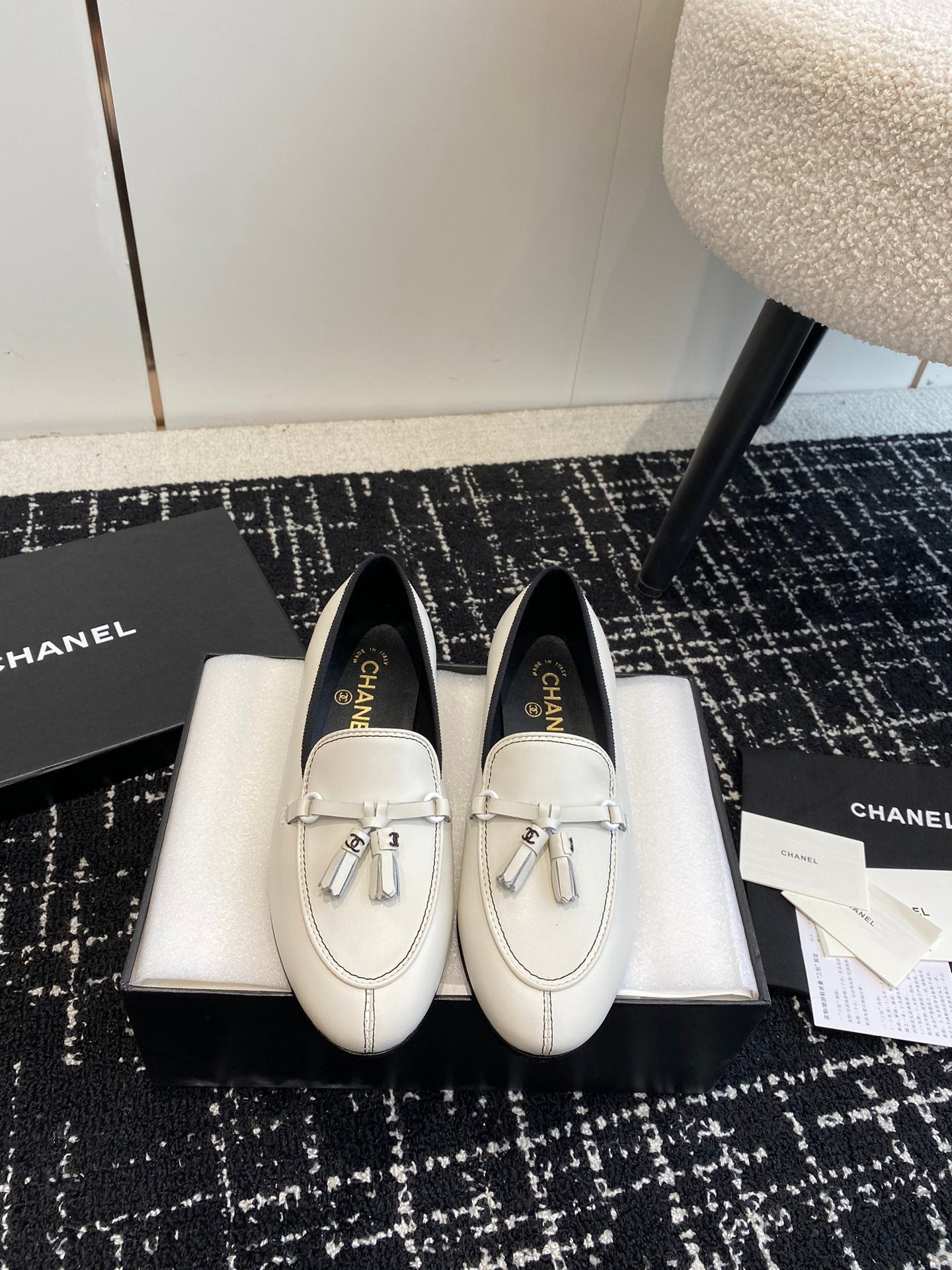 CC 26s Tassel Loafers White Calfskin 964907
