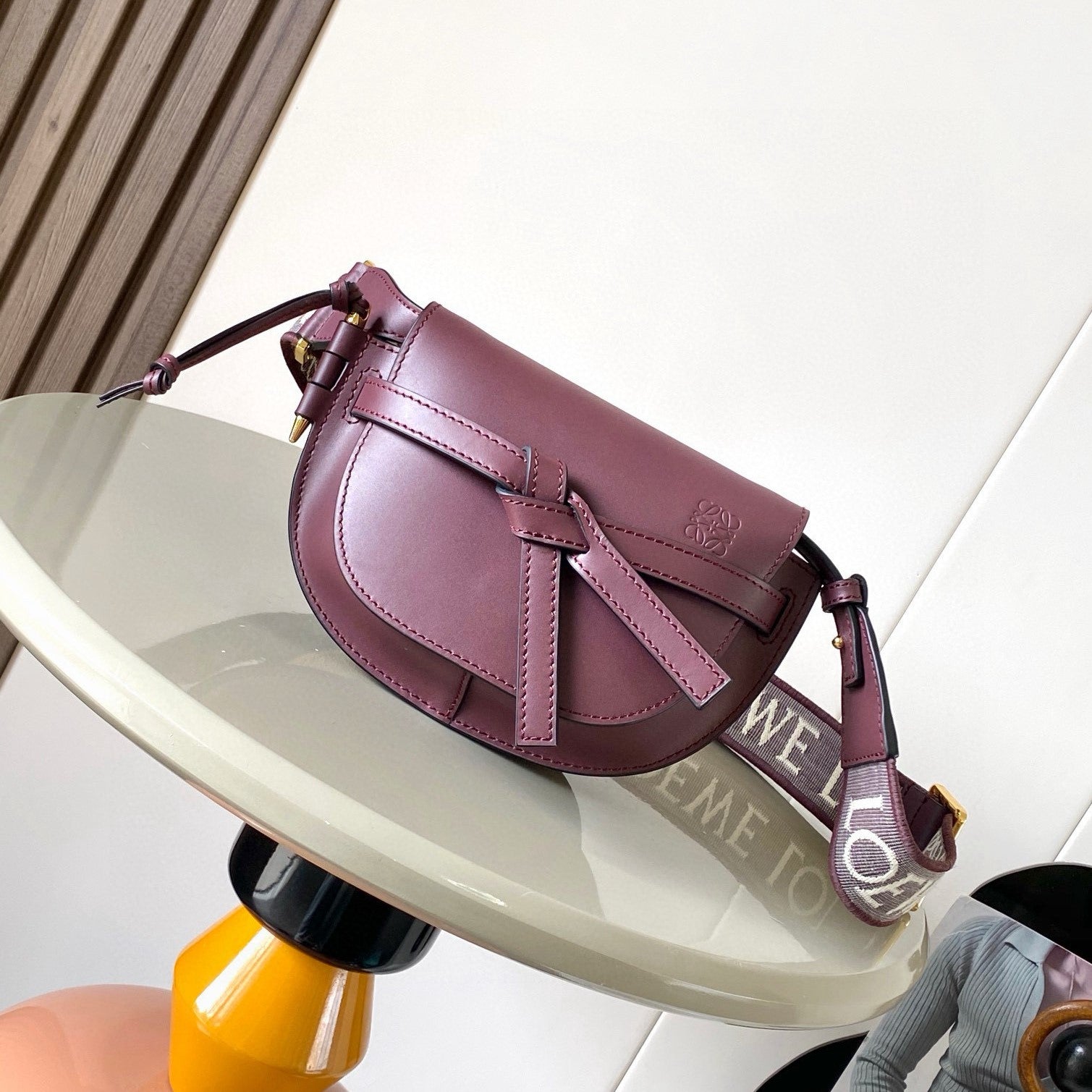 Loewe Mini Gate Dual Bag Burgundy Calfskin