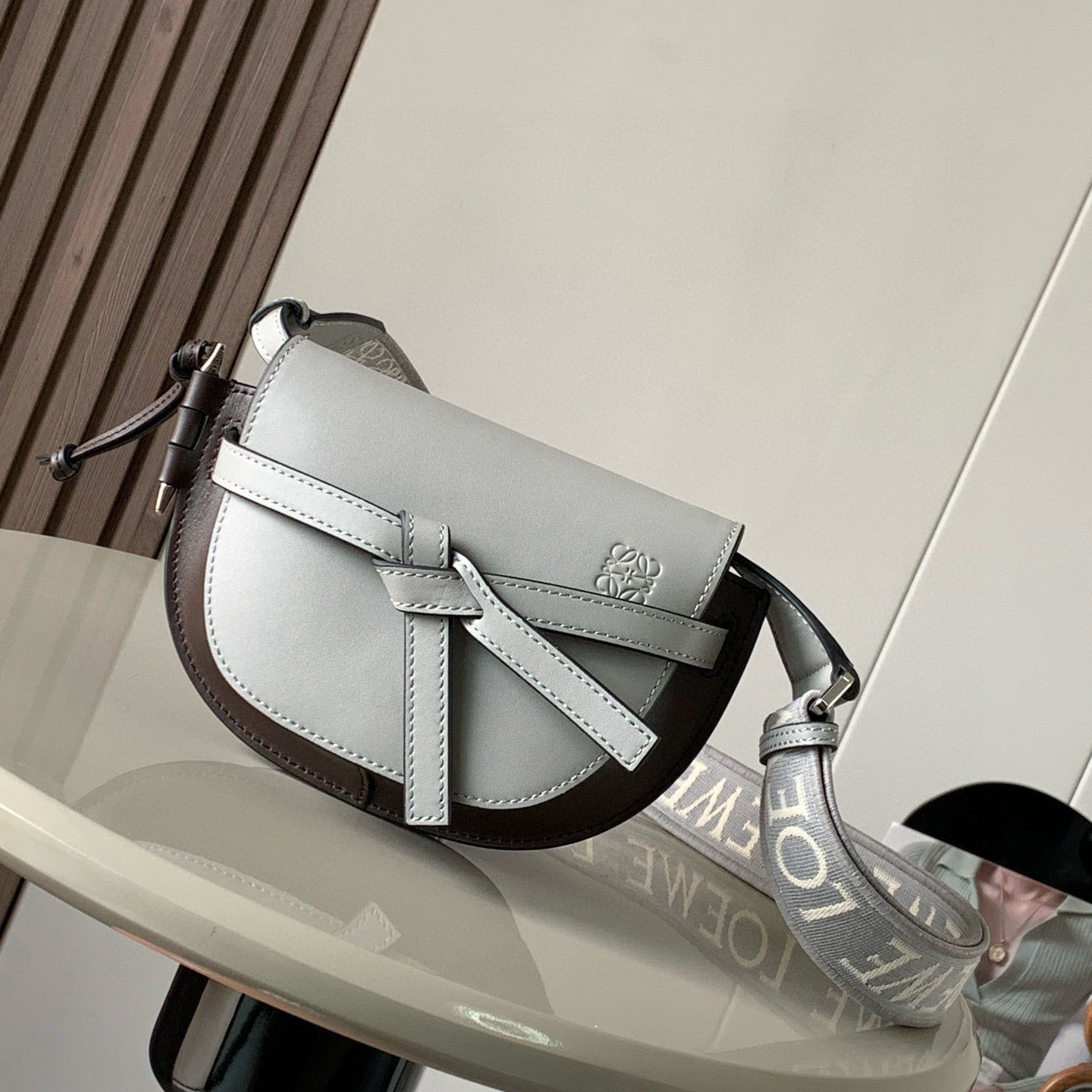 Loewe Mini Gate Dual Bag Light Grey Calfskin