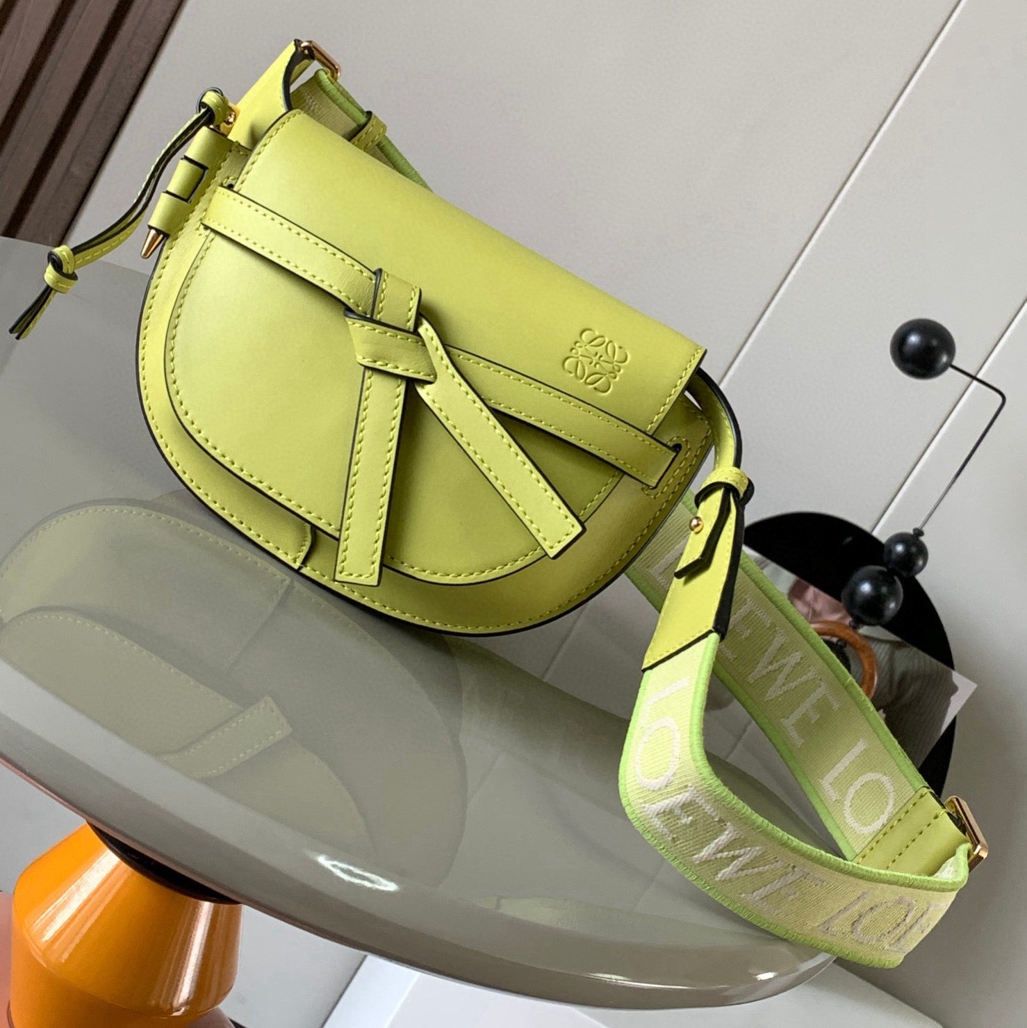 Loewe Mini Gate Dual Bag Lime Green Calfskin
