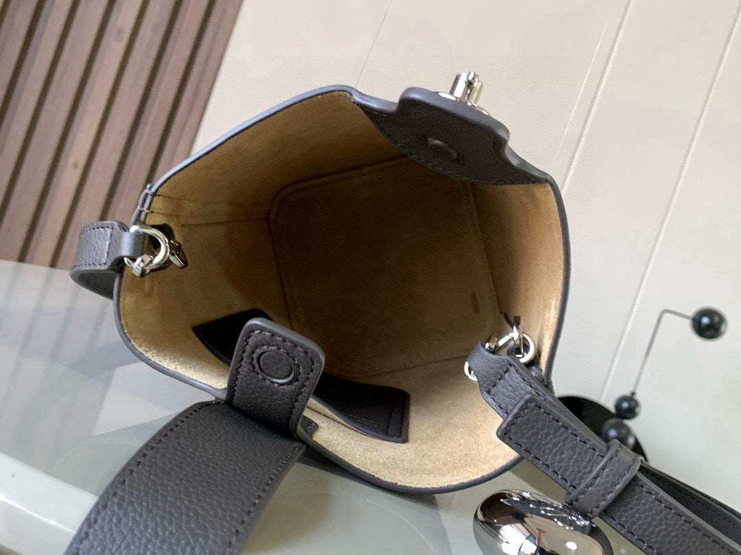 Loewe Mini Pebble Bucket Bag Taupe Grained Calfskin
