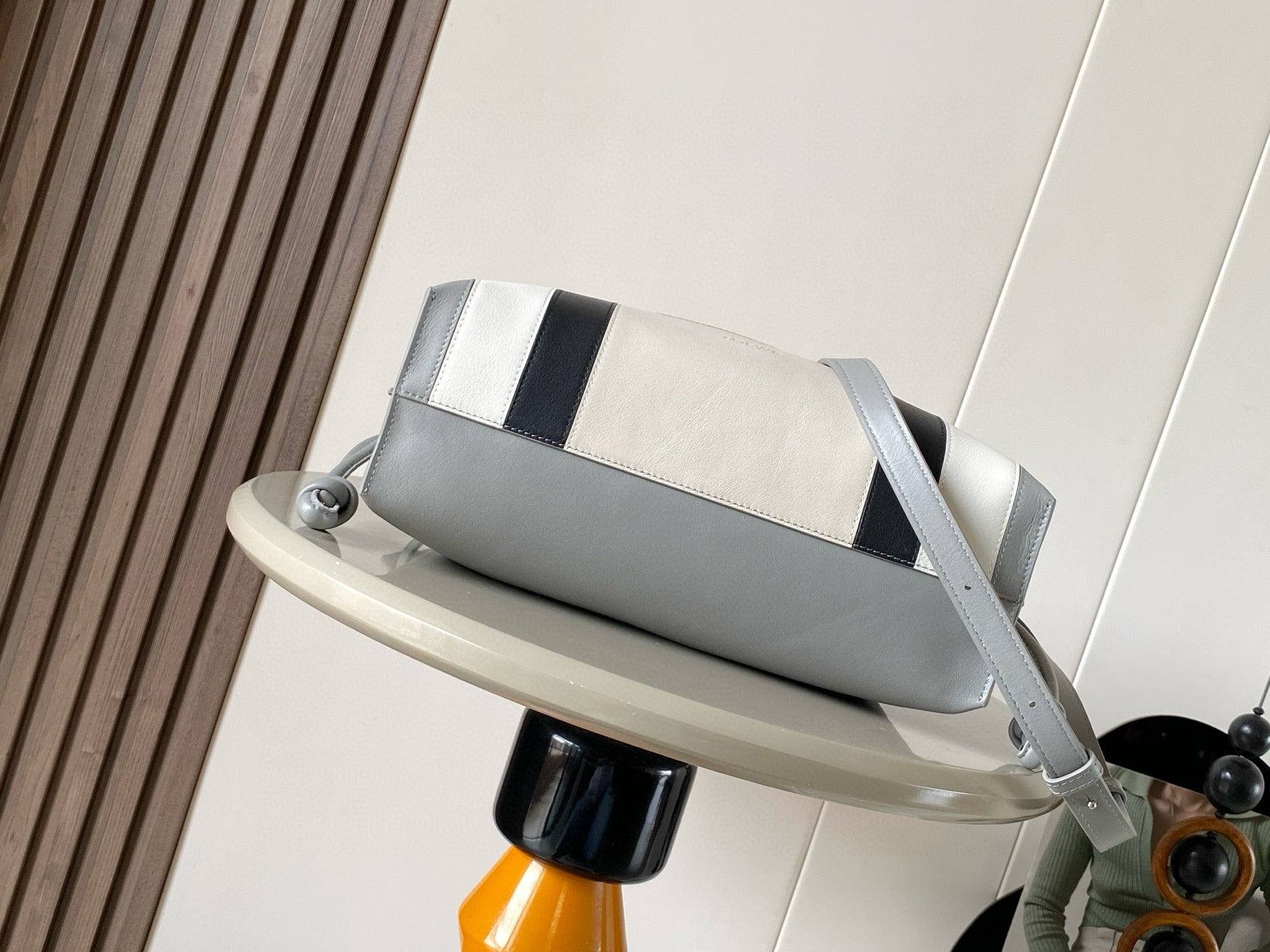 Loewe Medium Flamenco Clutch Grey White Black Nappa Calfskin