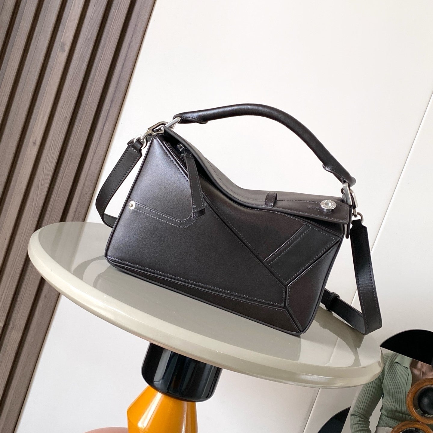 Loewe Panta Small Puzzle Bag 24cm Chocolate Glossy Calfskin