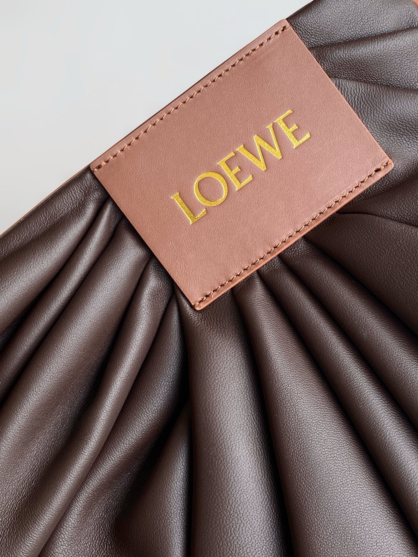 Loewe Draped Leather Tote Bag Chocolate Lambskin