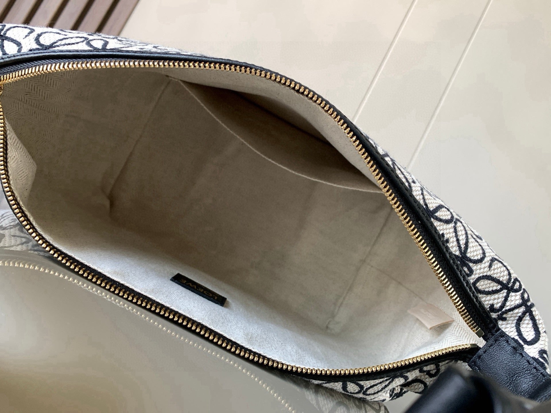 Loewe Cubi Anagram Bag 35cm Black White Jacquard Cotton Calfskin
