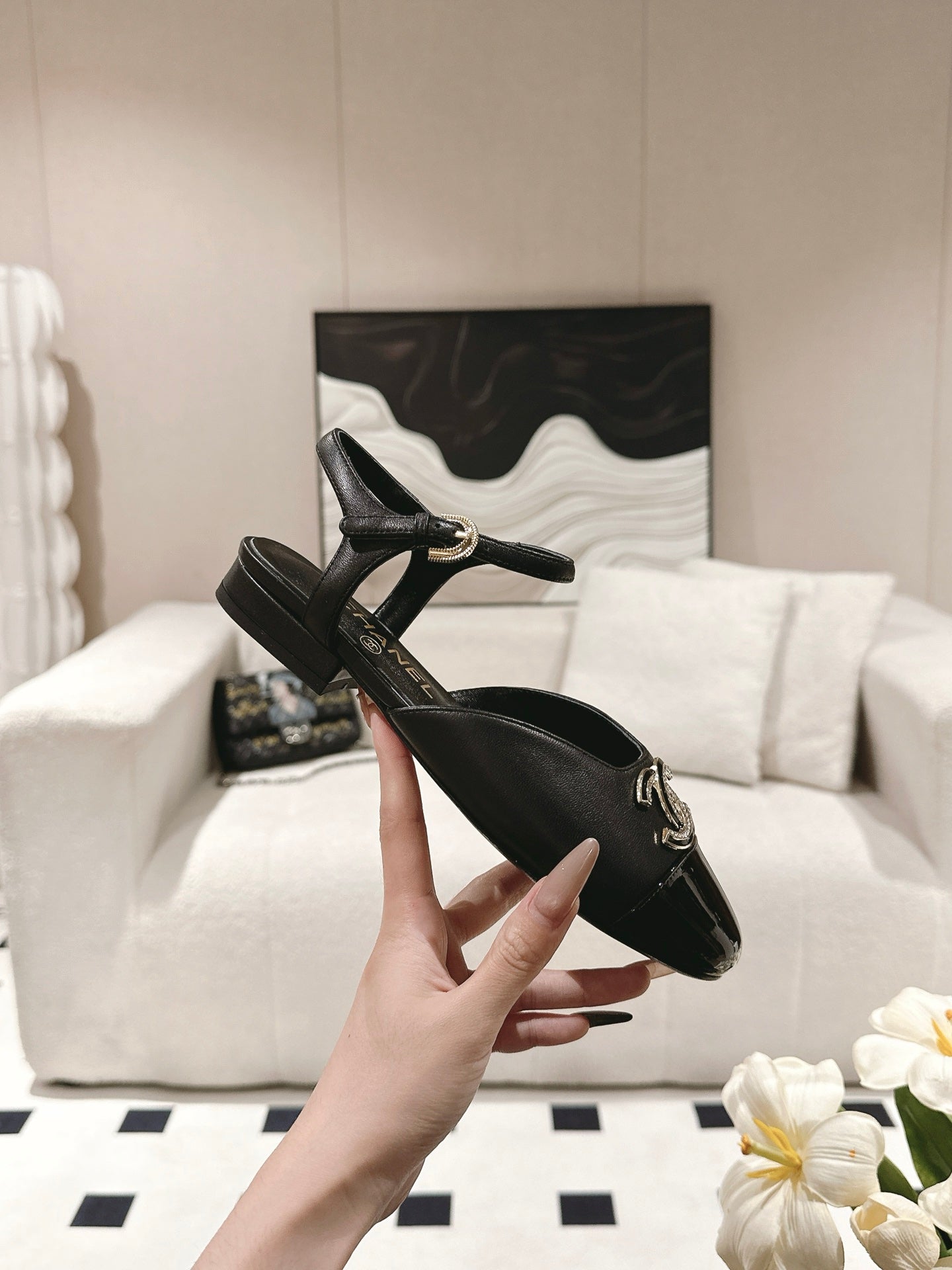 cc 25p mary jane black lambskin black pattern 237515
