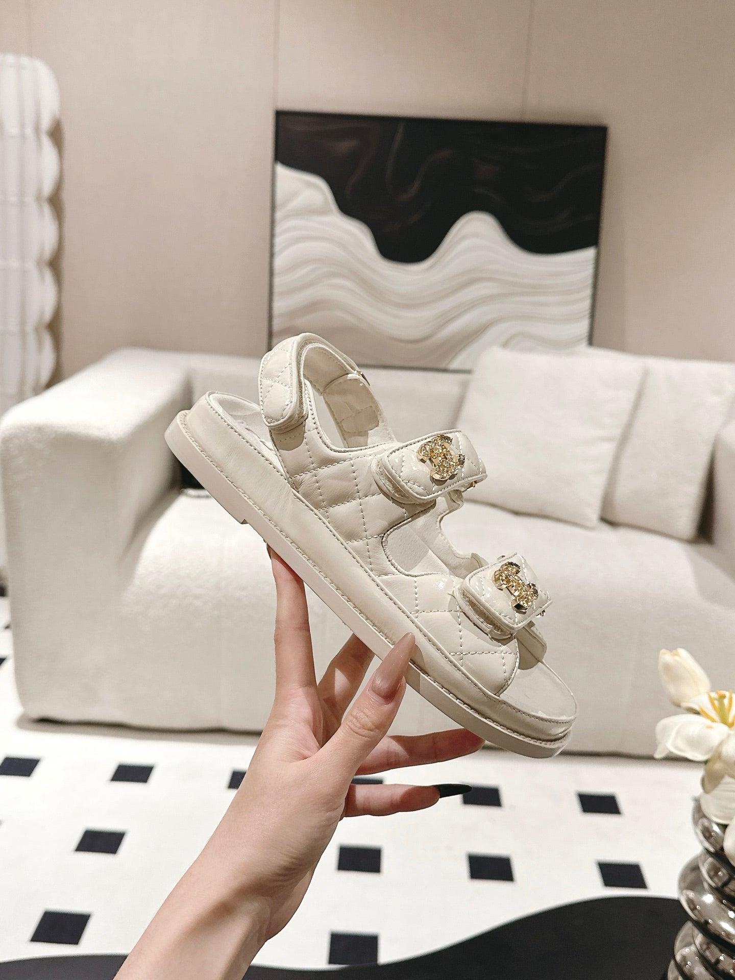 cc 25p dad sandal cream leather 237558