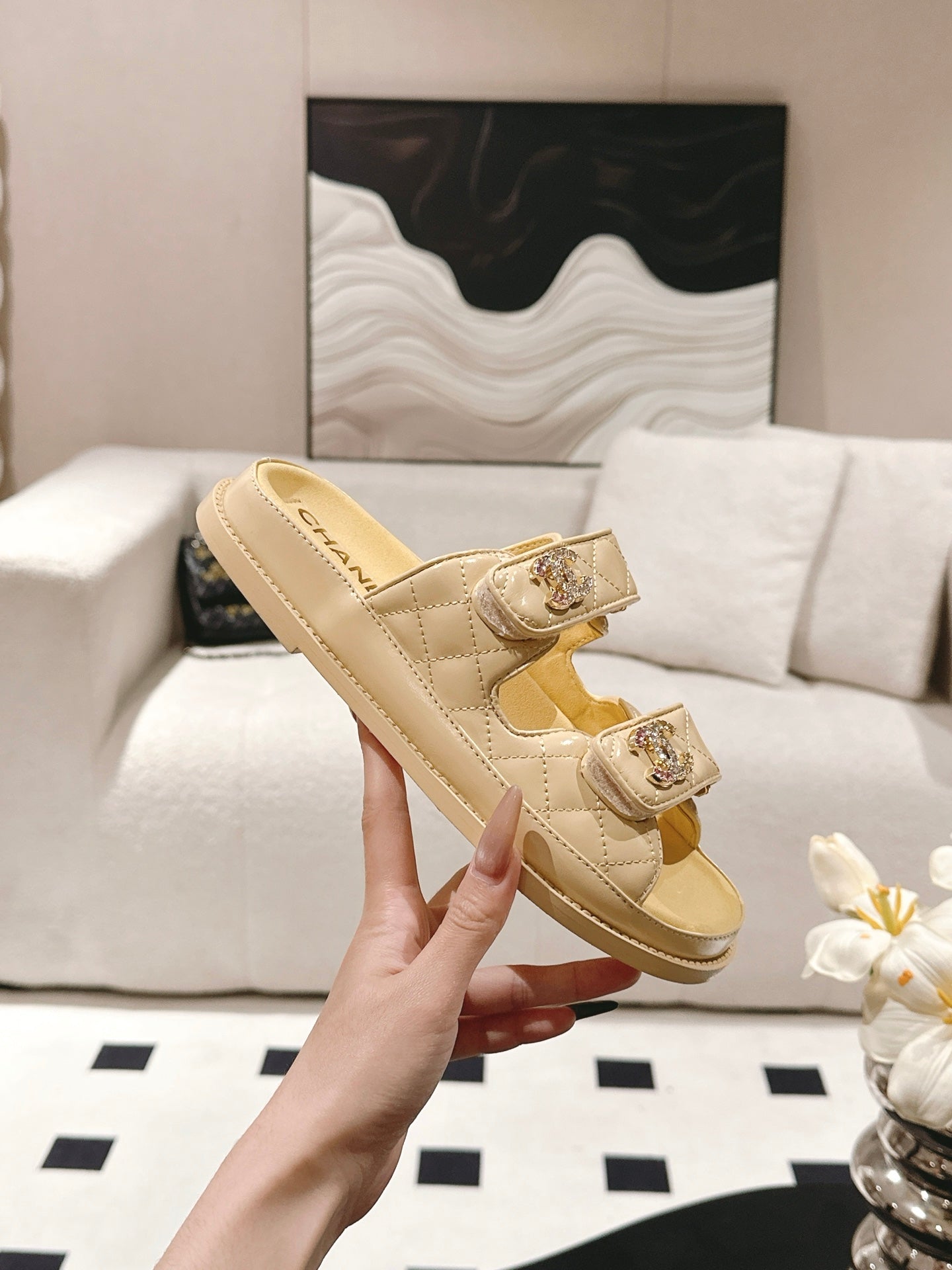 cc 25p dad mule sandal yellow leather 237569