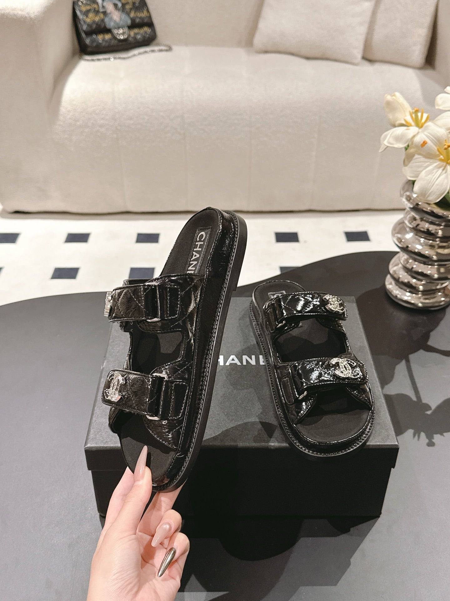 cc 25p dad mule sandal black leather 237571
