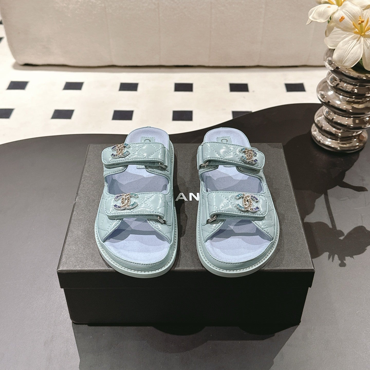 cc 25p dad mule sandal blue sky leather 237572