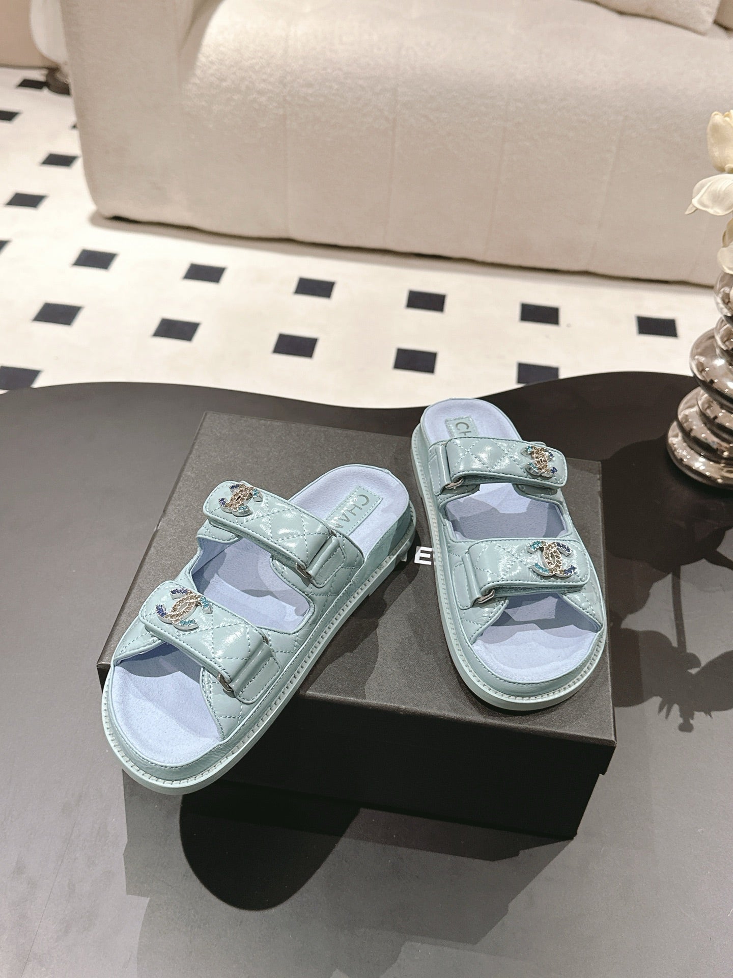 cc 25p dad mule sandal blue sky leather 237572