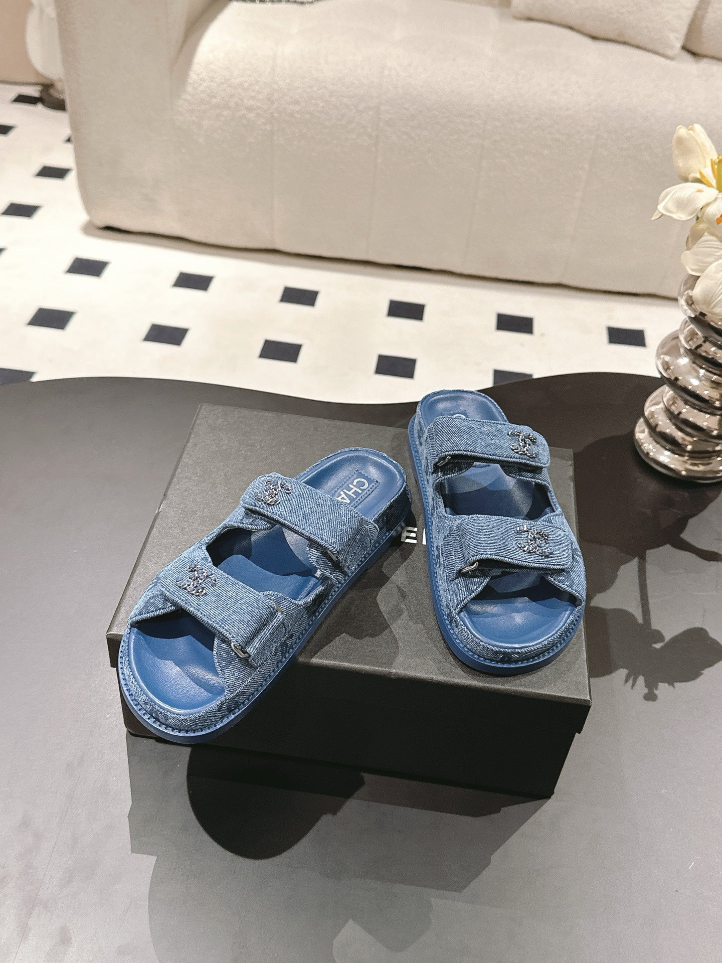 cc 25p dad mule sandal blue denim 237573