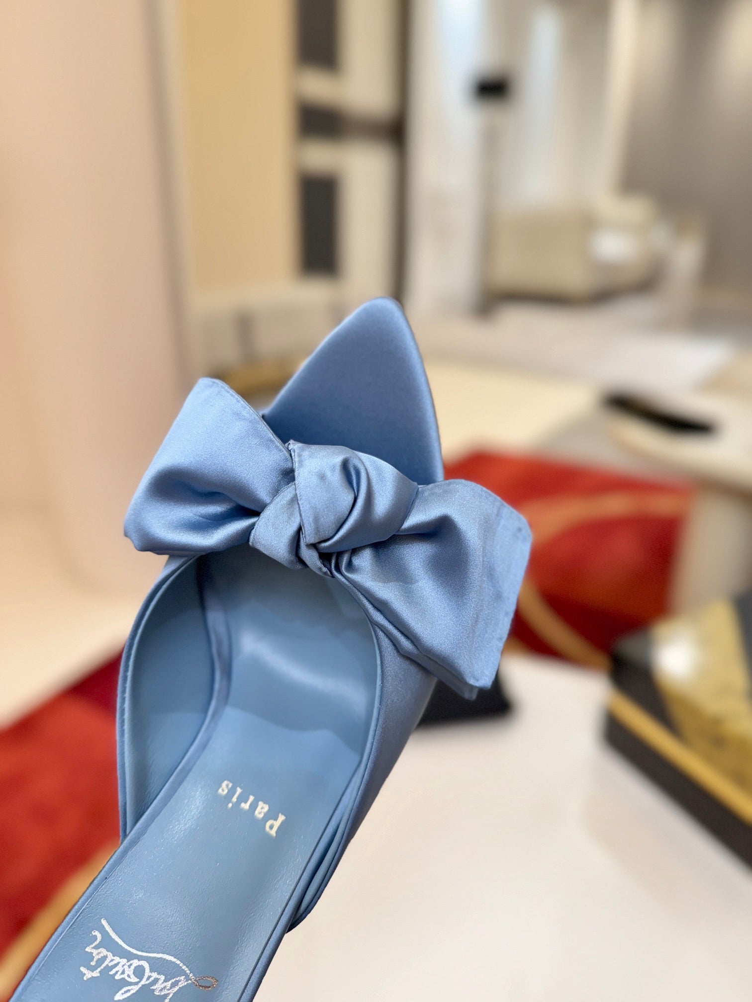 CL Matricia Sandals 10cm Blue Satin 825377