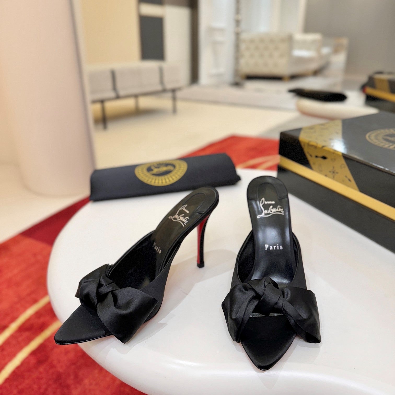 CL Matricia Sandals 10cm Black Satin 825378
