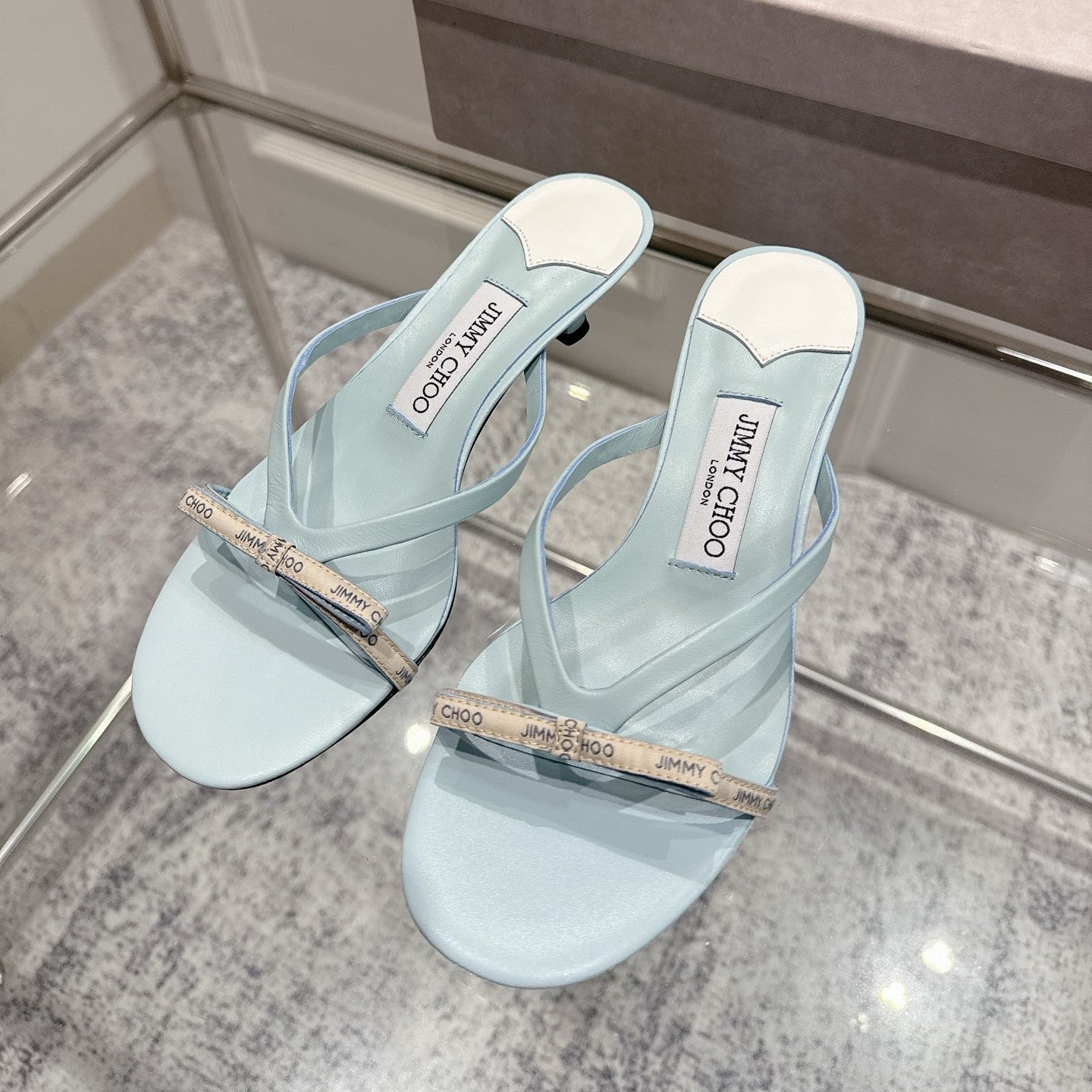 Jimmy Ciela Mules 45mm Light Blue Sheepskin 422437