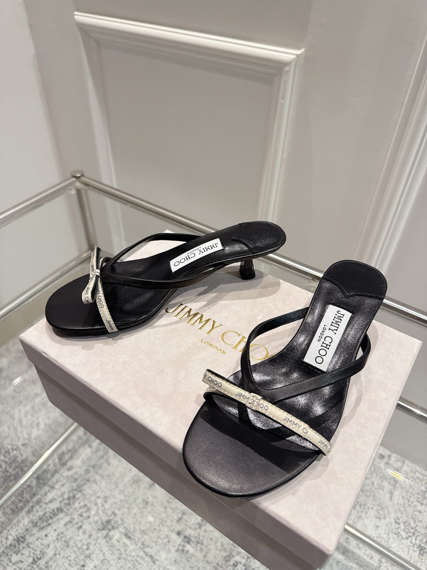 Jimmy Ciela Mules 45mm Black Sheepskin 422438