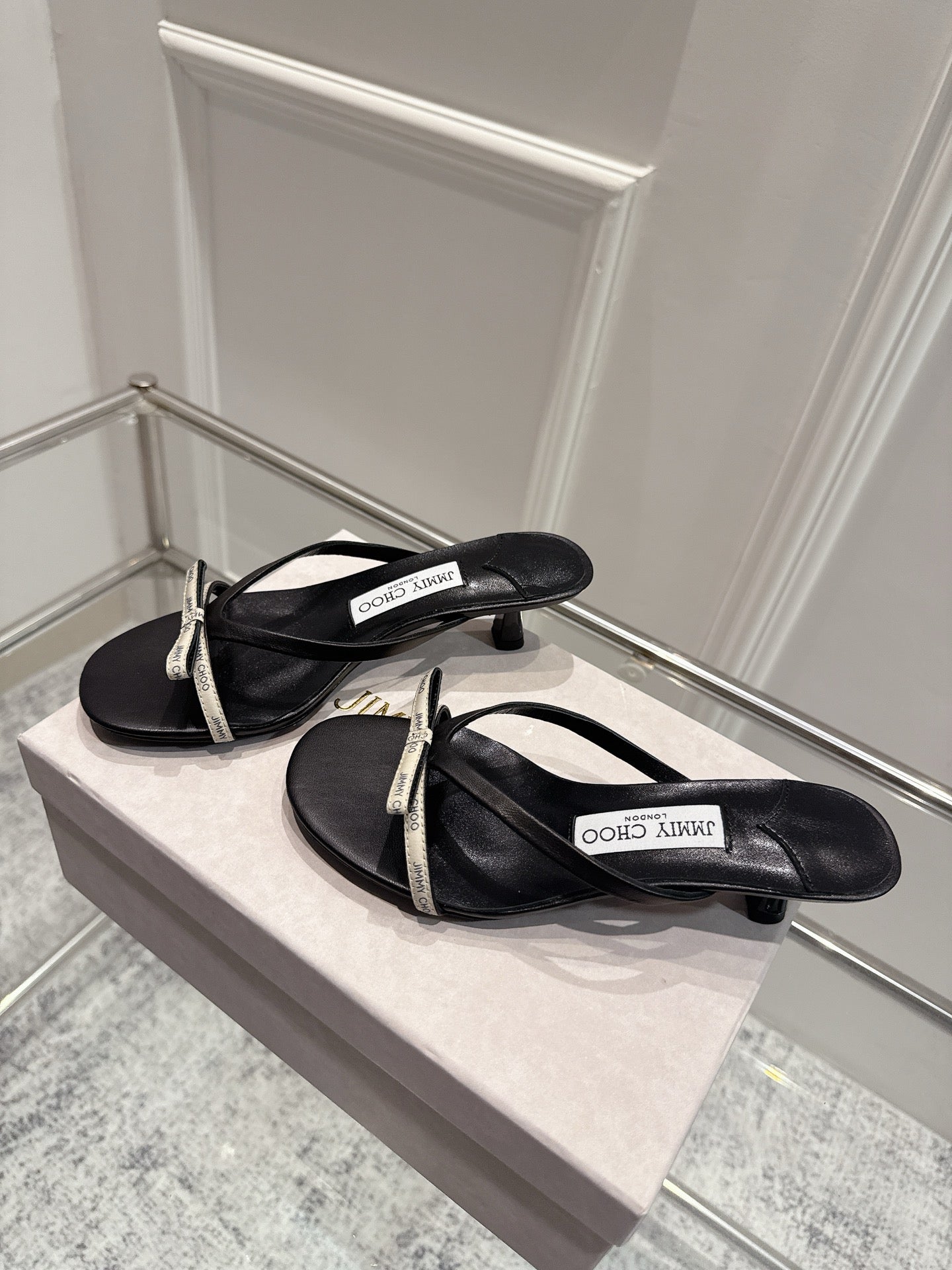 Jimmy Ciela Mules 45mm Black Sheepskin 422438
